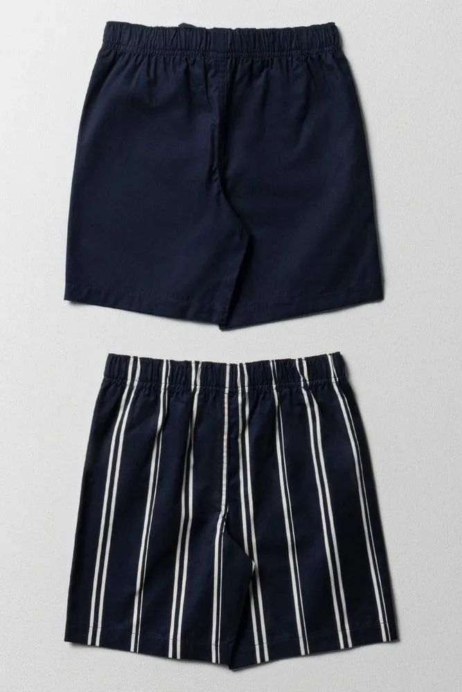 2 Pack Stripe Shorts Navy