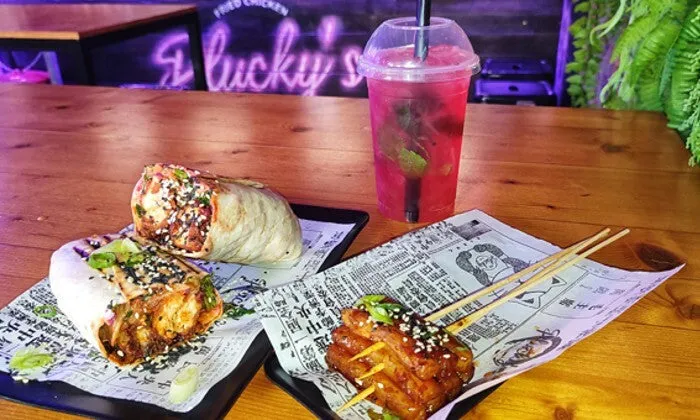 2 x Burgers/ Tortilla/ Bao Bun, 2 x Superb Sides and 2 x Milkshakes at Plucky’s Fried Chicken Korean Style