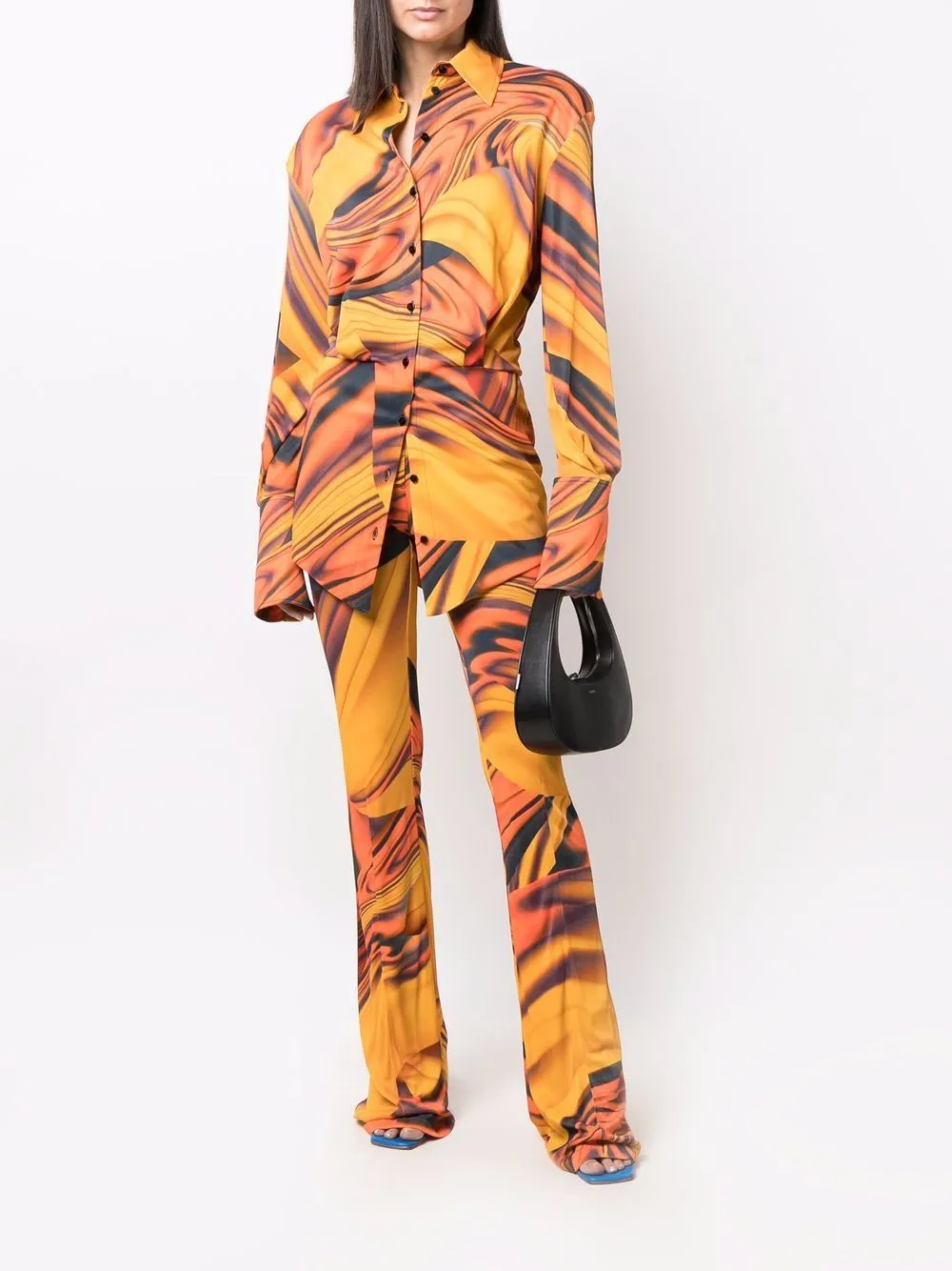 ABSTRACT-PRINT FLARED TROUSERS 317 ORN DES