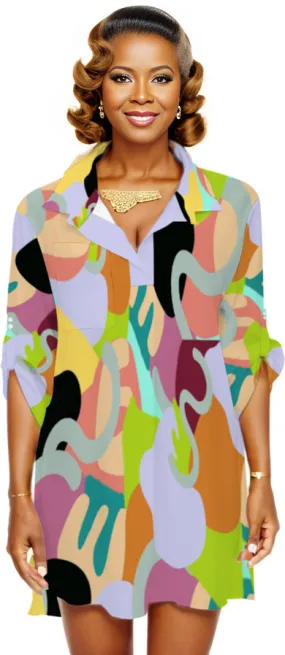 Abstract Wild Women's Half Sleeve Blouse