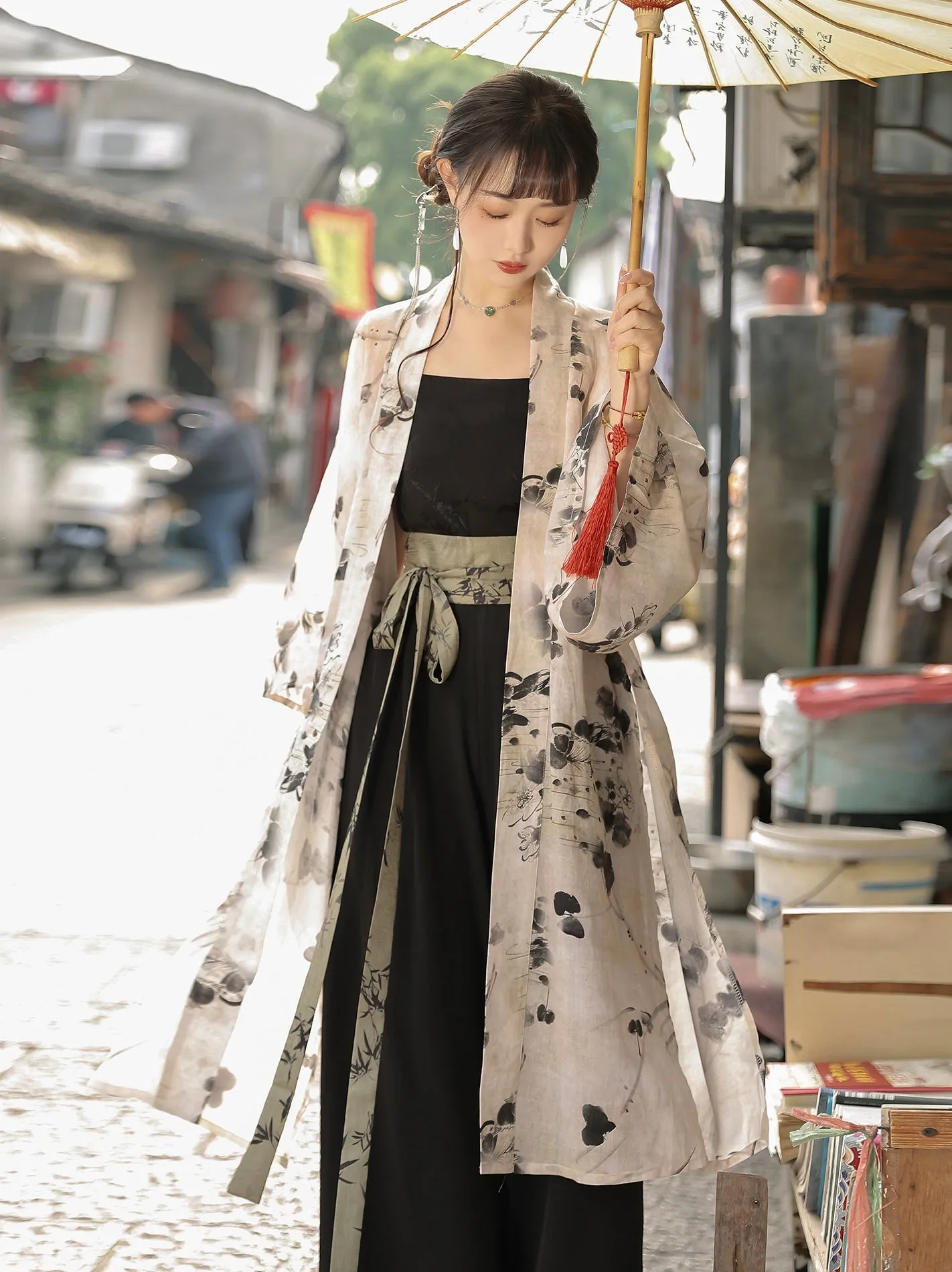 Aged Moonlight 旧时月色 Modernized Song Dynasty Beizi Song Ku Trousers Set