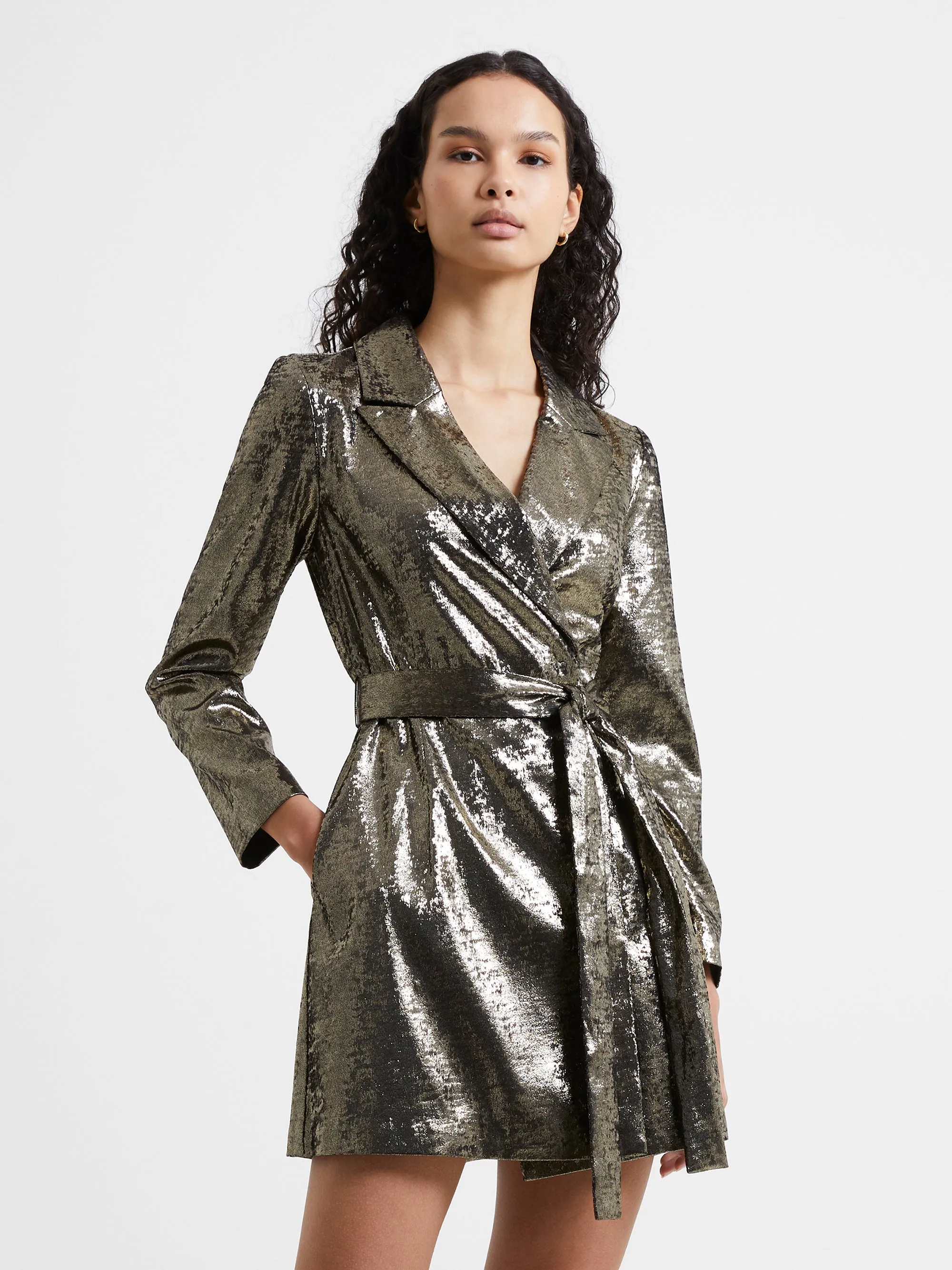 Alara Molten Metallic Tuxedo Mini Dress