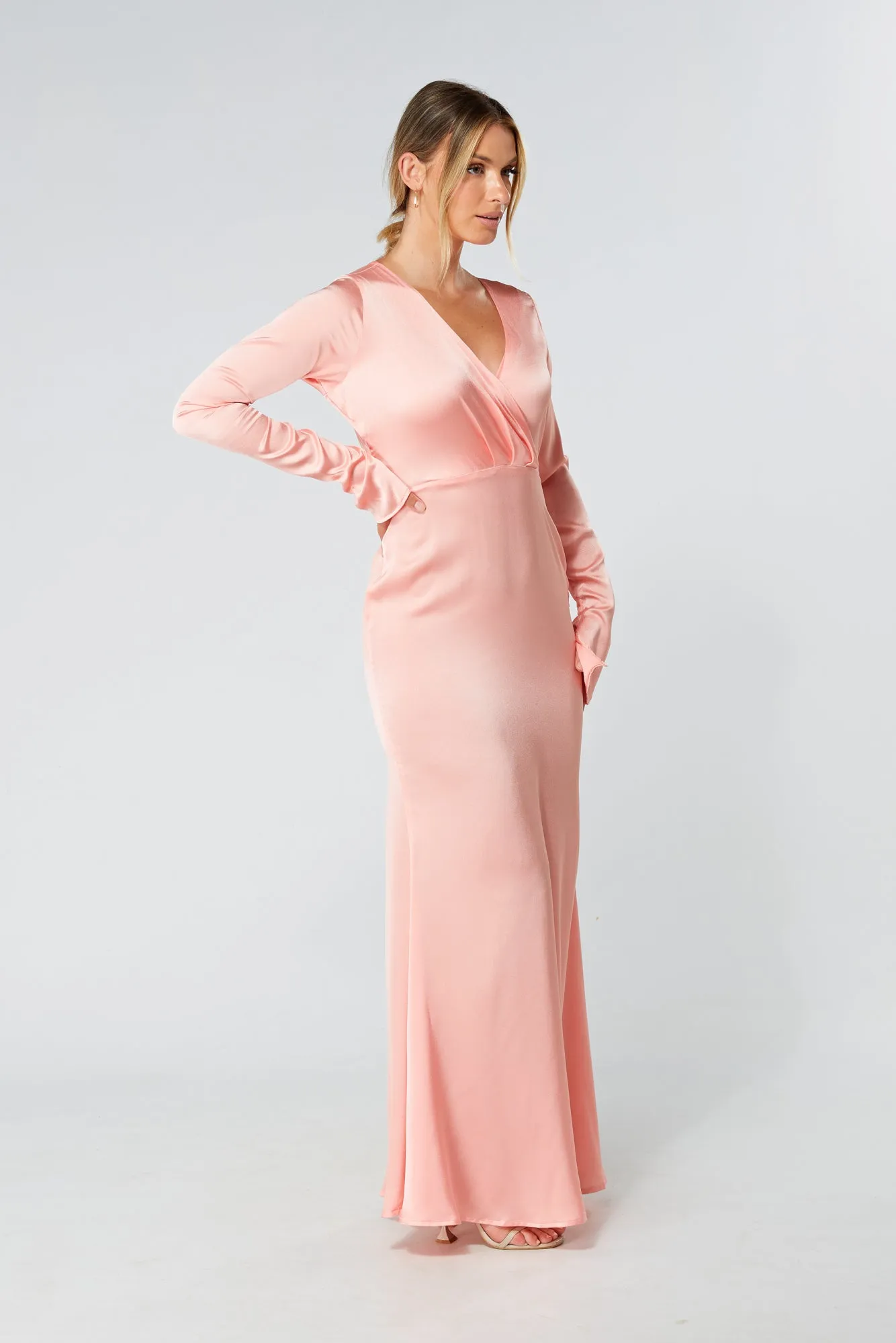 Alessandra Blush Satin-Feel Crepe Maxi Dress