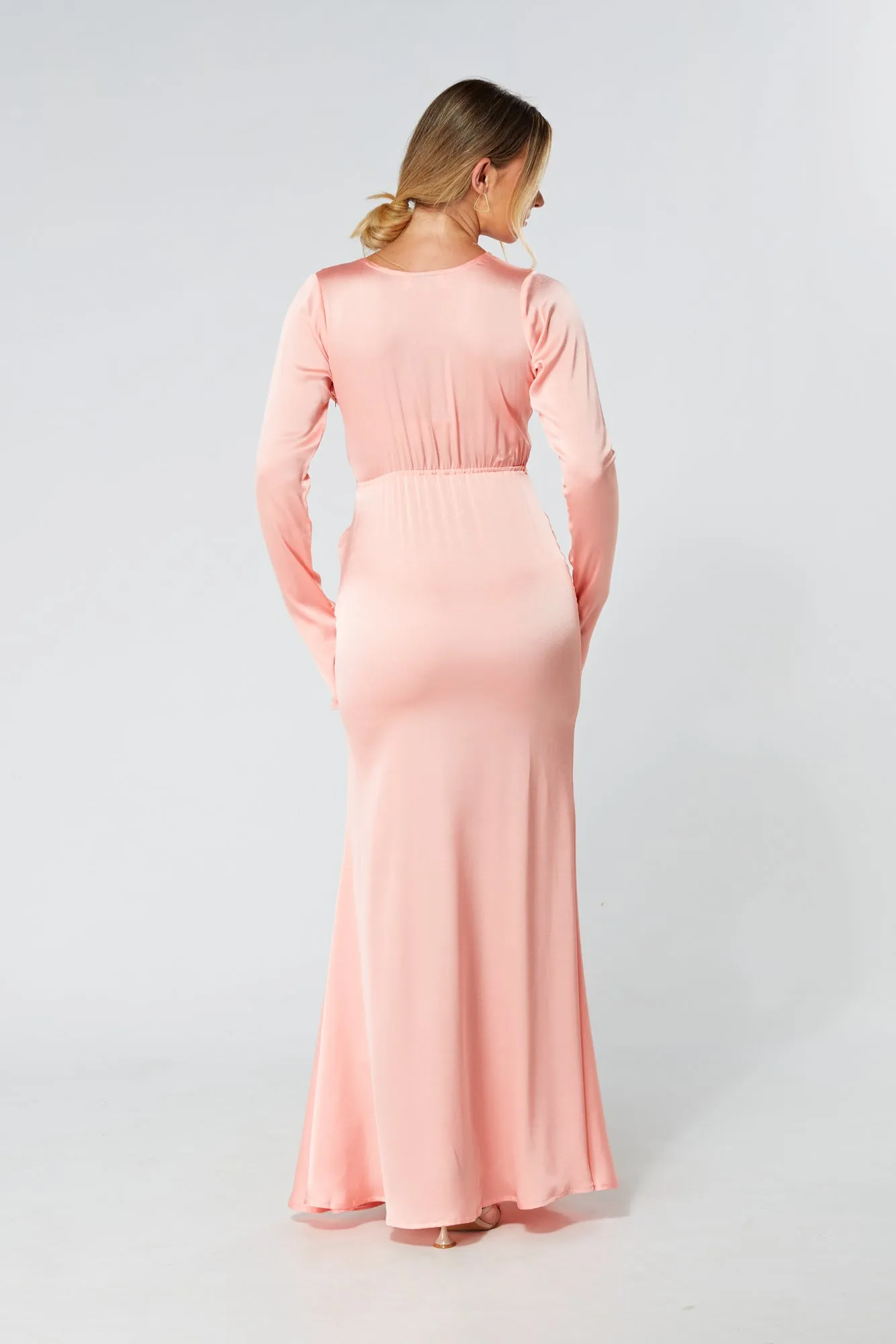 Alessandra Blush Satin-Feel Crepe Maxi Dress