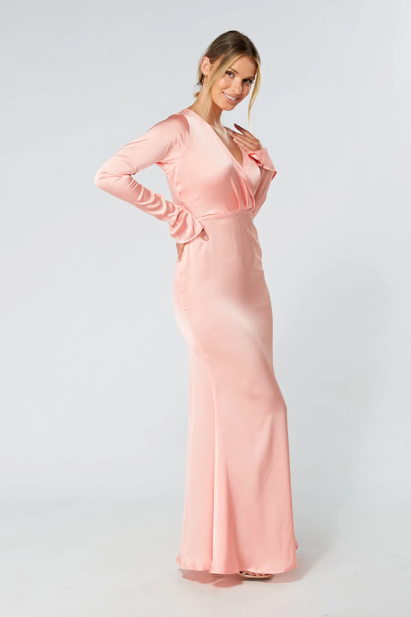 Alessandra Blush Satin-Feel Crepe Maxi Dress