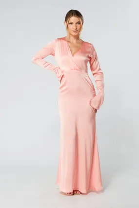 Alessandra Blush Satin-Feel Crepe Maxi Dress