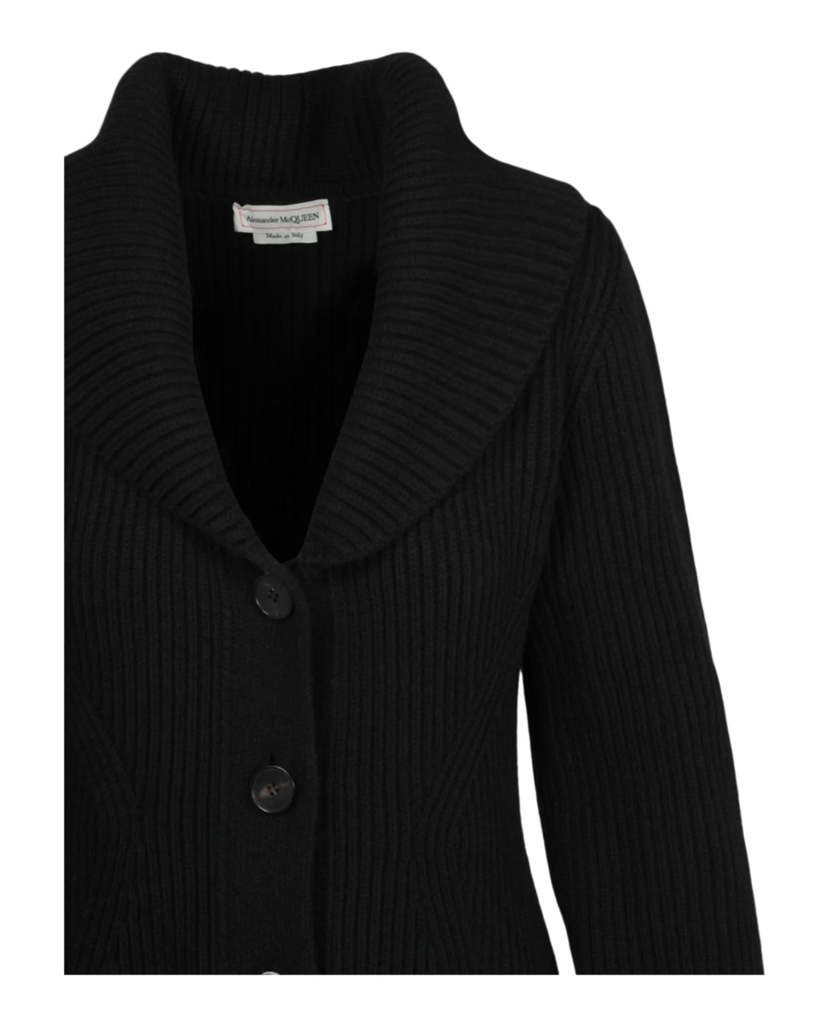 Alexander McQueen Womens Wool Blend Long Ribbed Cardigan