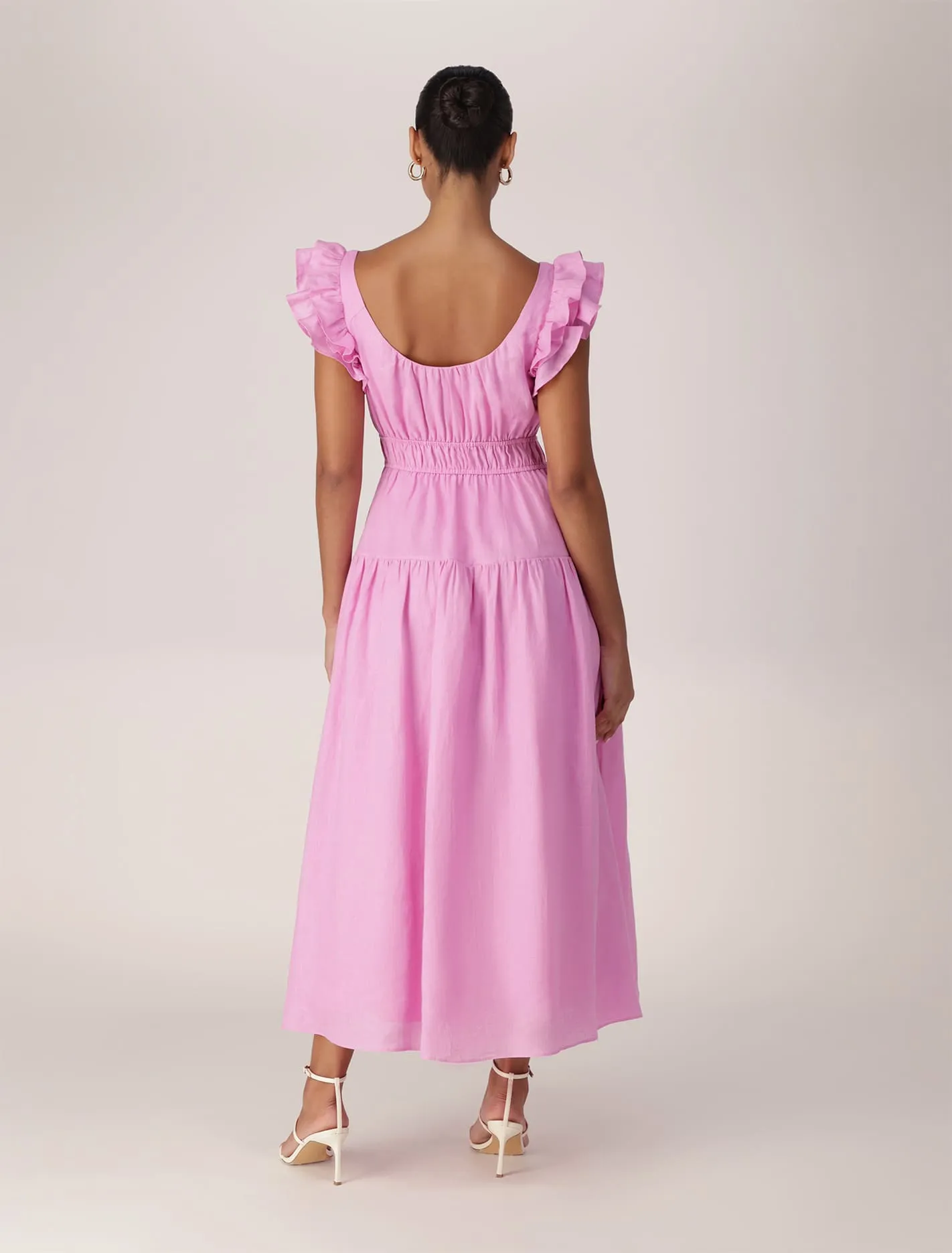 Athena Ruffle Midi Dress