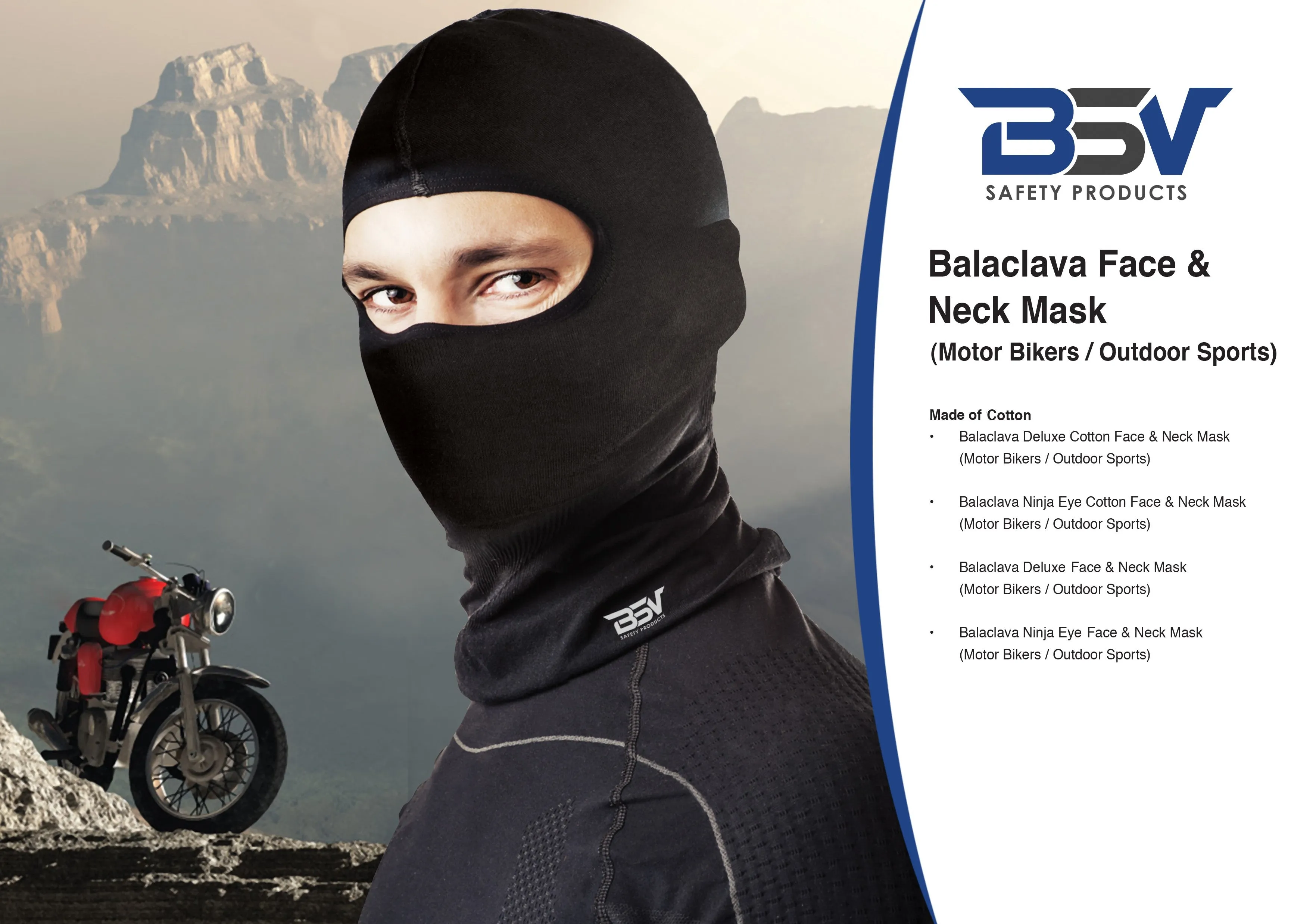 Balaclava Face Mask - All Season Deluxe Cotton Gear for Skiing, Snowboarding, Motorcycling, Cycling & Outdoor Sports - Men & Women - Neck Gaiter-Black