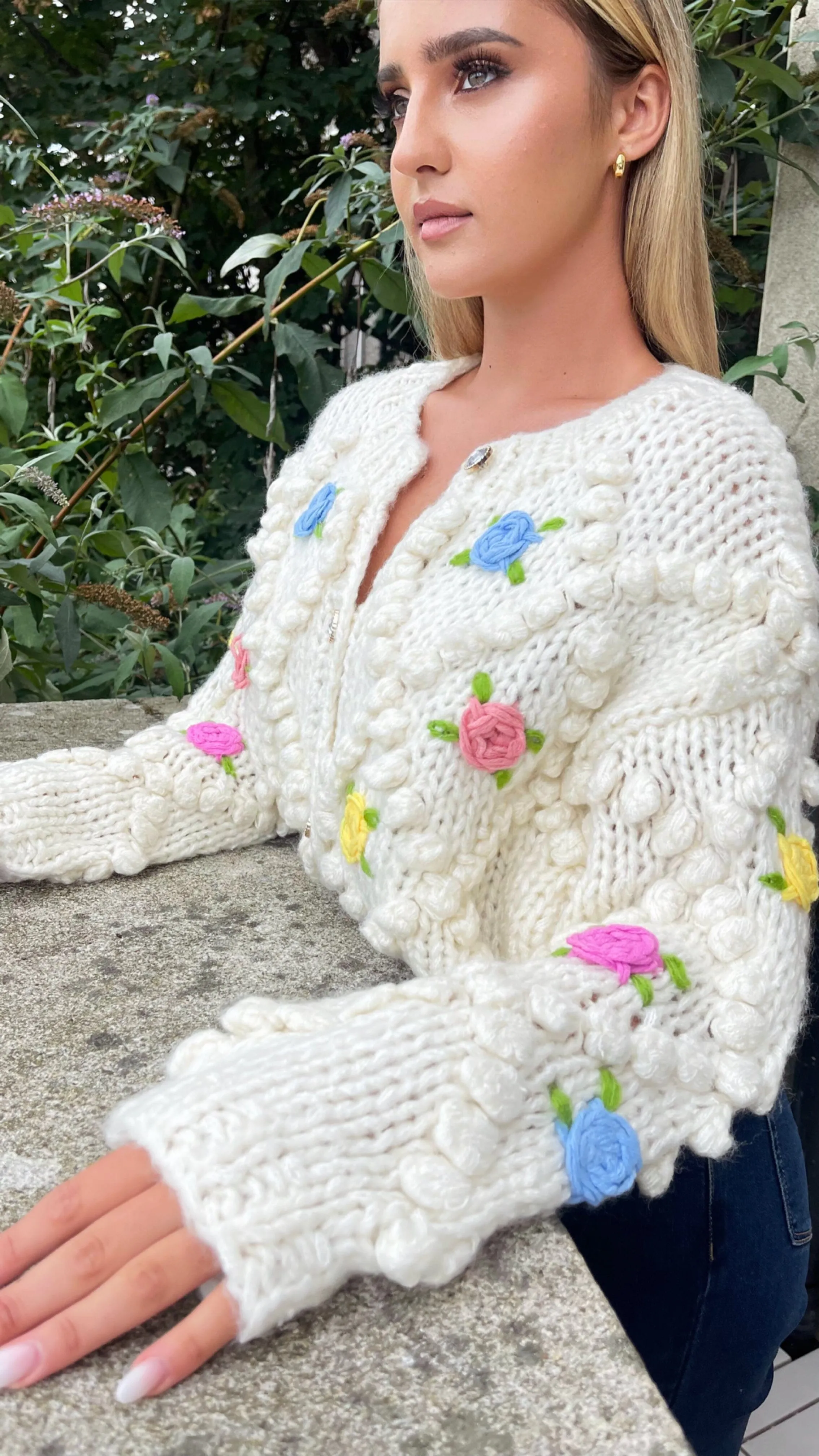 BLAKE LUXE CROCHET CARDI - CREAM