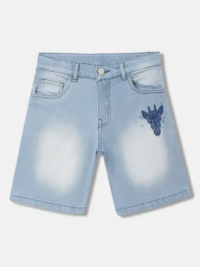 Blue Giraffe Boys Blue Solid Regular Fit Shorts