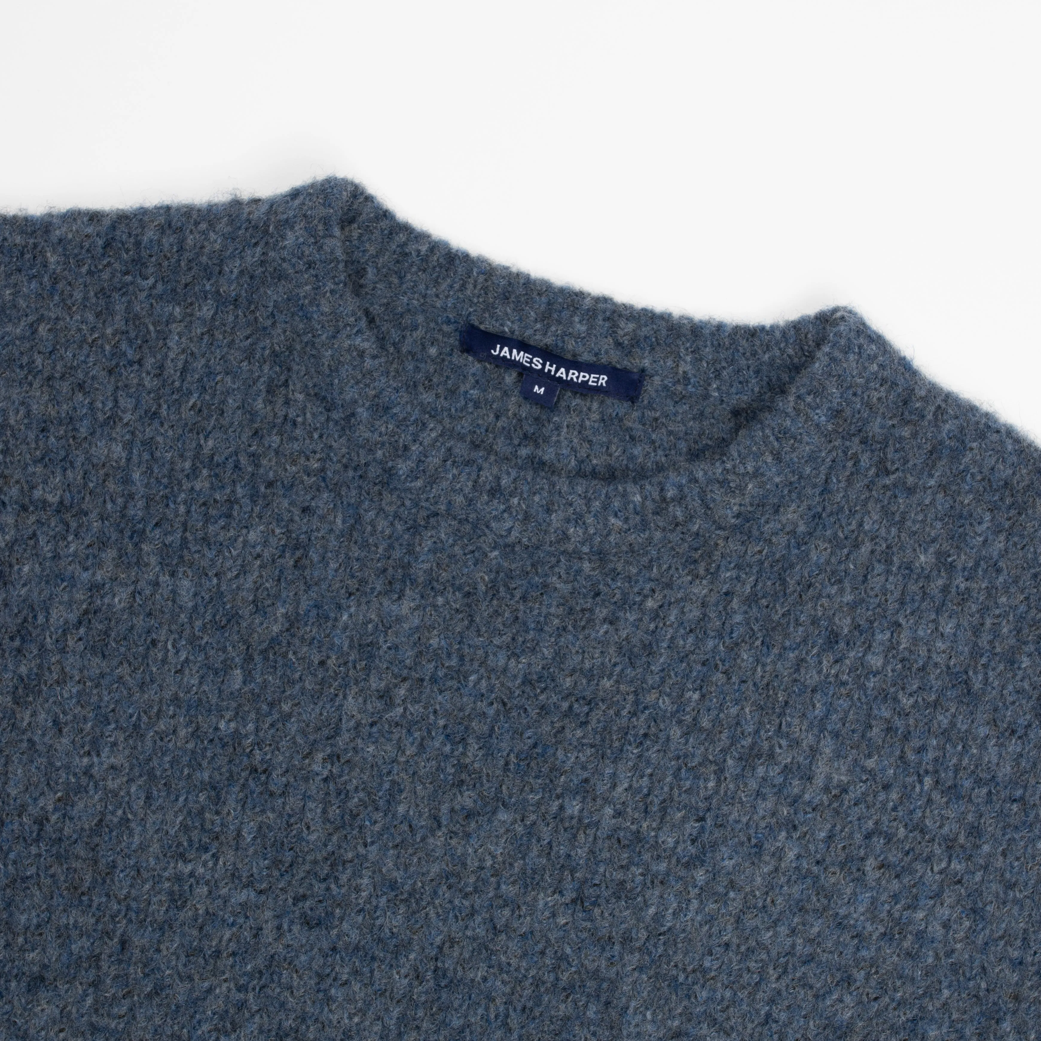 Blue Wool Blend Chunky Crew Neck Jumper