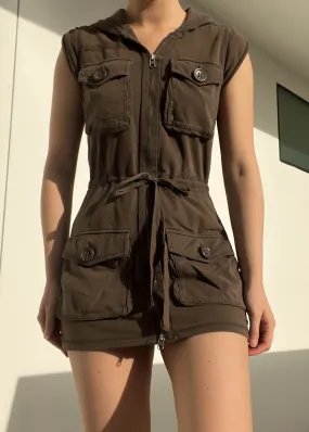 Brown Cargo Mini Dress (XS-S)