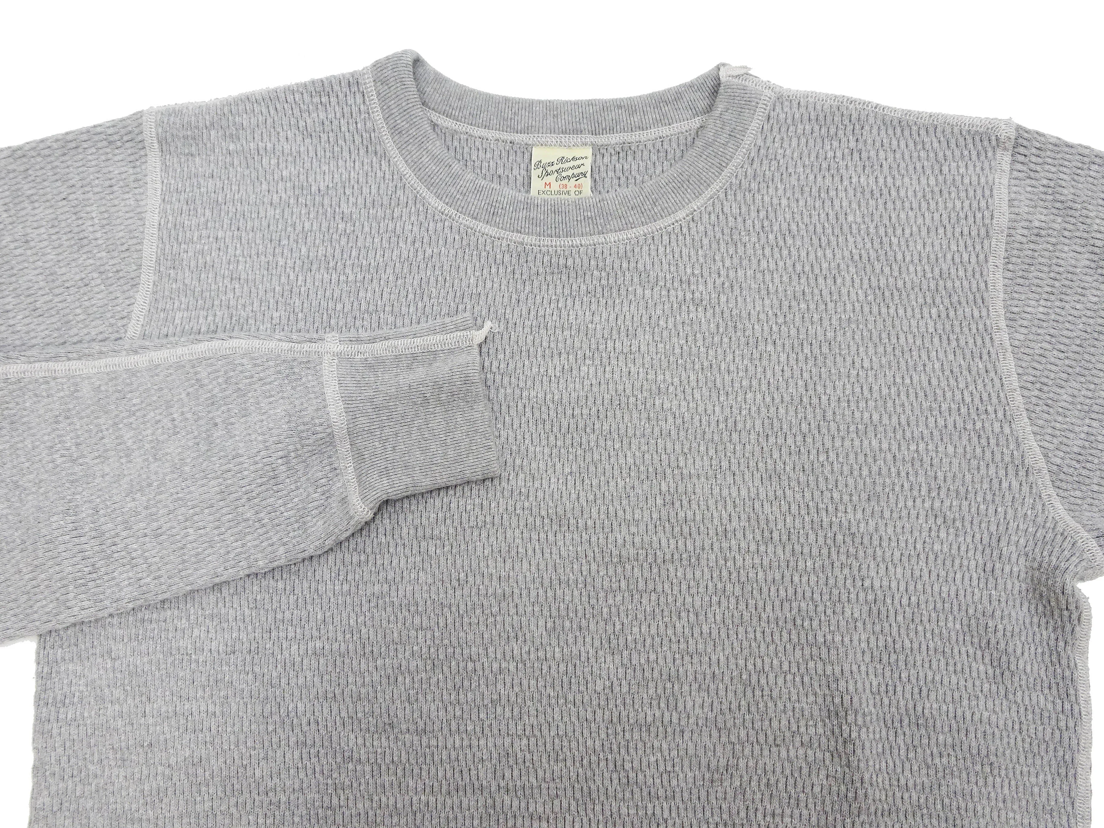 Buzz Rickson Waffle-Knit Thermal T-Shirt Men's Casual Long Sleeve Plain Crew Neck Waffle Tee BR63755 113 Heather Grey