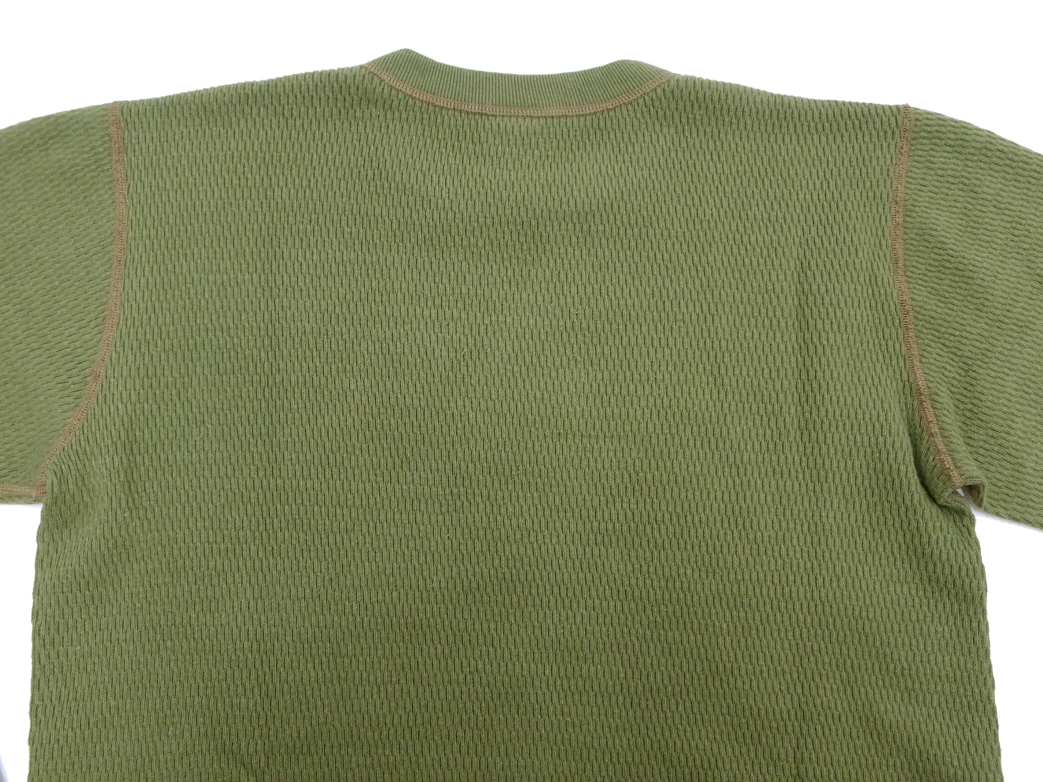 Buzz Rickson Waffle-Knit Thermal T-Shirt Men's Casual Long Sleeve Plain Crew Neck Waffle Tee BR63755 149 Olive