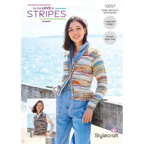 Cardigan & Tank Top in Stylecraft For the Love of Stripes Chunky - Digital Version 10097