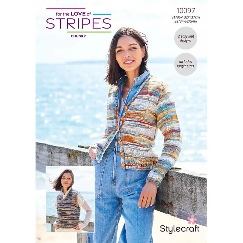 Cardigan & Tank Top in Stylecraft For the Love of Stripes Chunky - Digital Version 10097