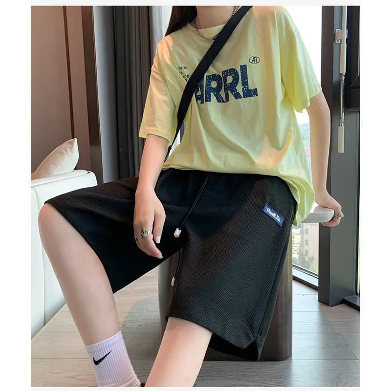 Casual High-Waisted Breathable Houndstooth Quick-Drying Sports Shorts