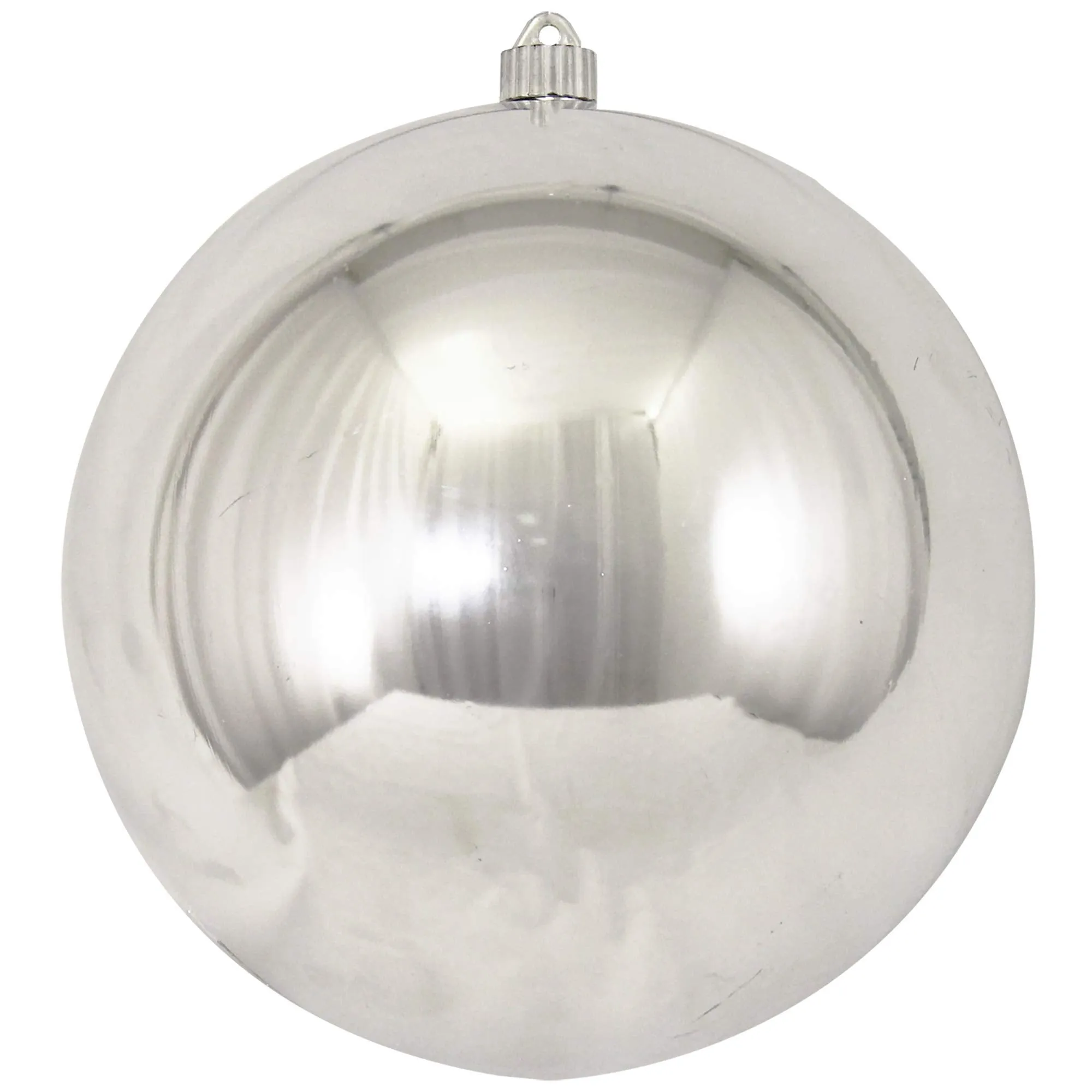 Christmas By Krebs 10" (250mm) Shiny Looking Glass Silver [1 Piece] Solid Commercial Grade Indoor and Outdoor Shatterproof Plastic, UV and Water Resistant Ball Ornament Decorations