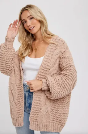 Chunky Cable Cardigan | Latte