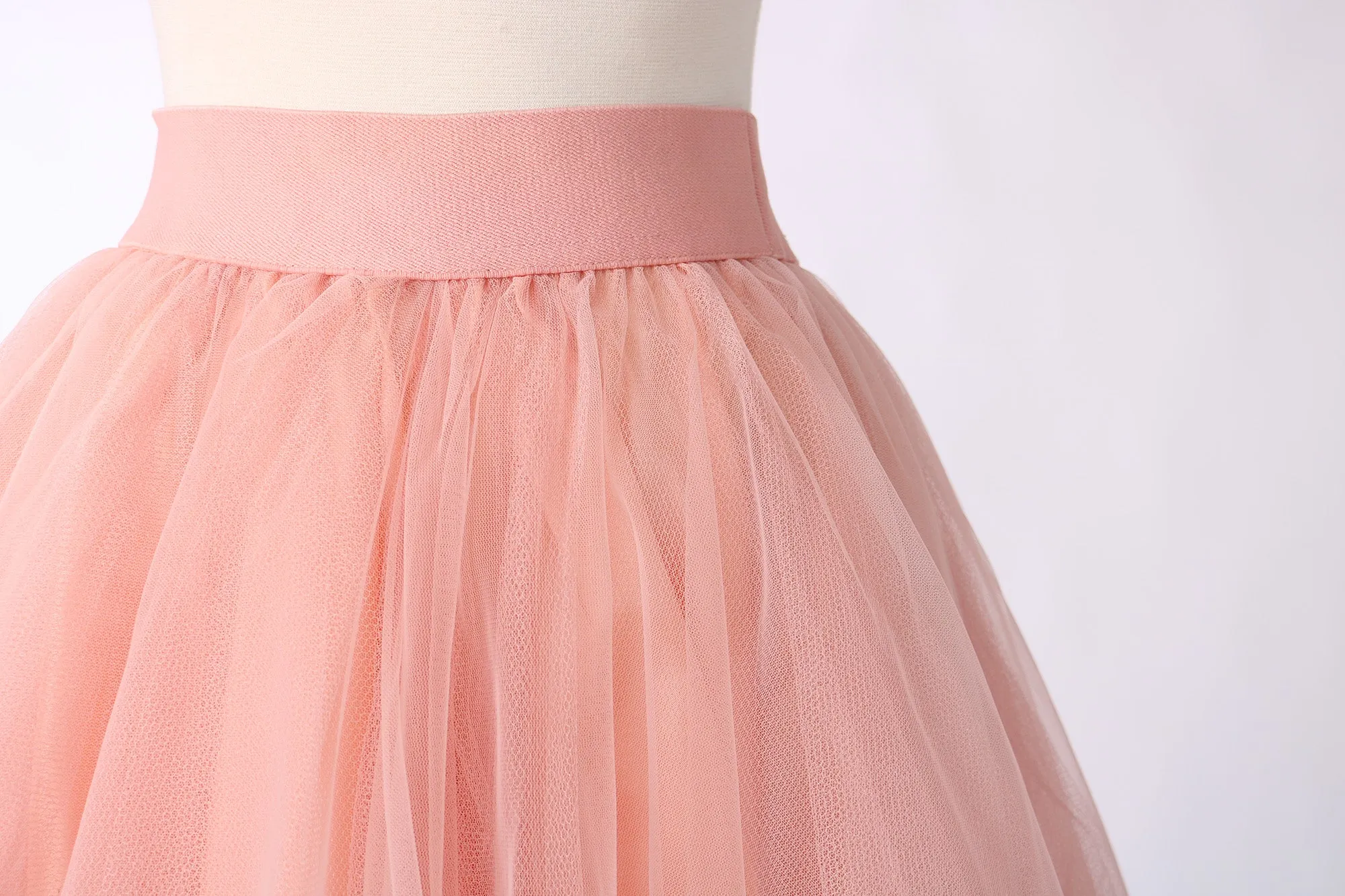 Classic Layered Tulle Midi Skirt - Ballet Pink