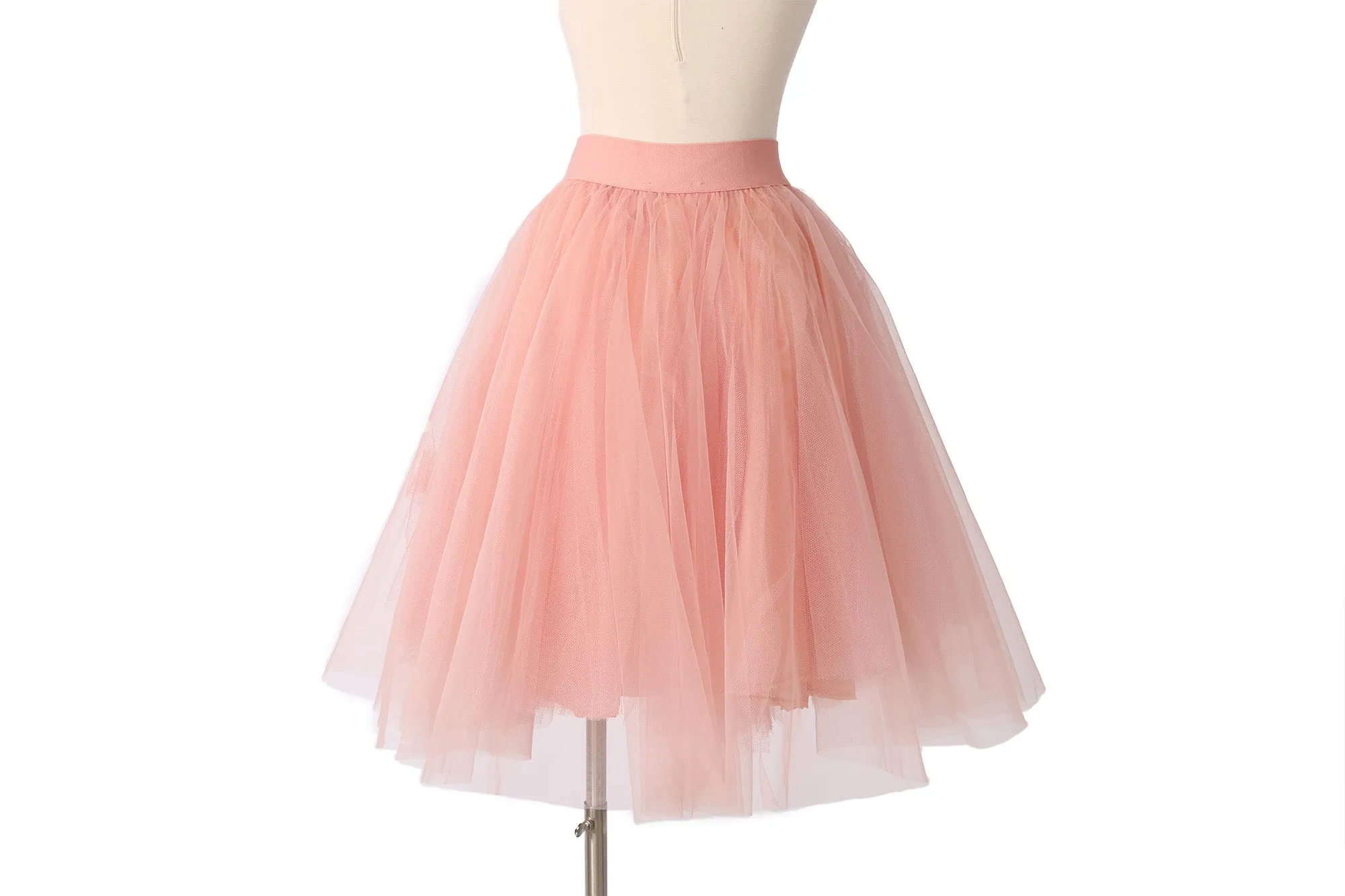 Classic Layered Tulle Midi Skirt - Ballet Pink