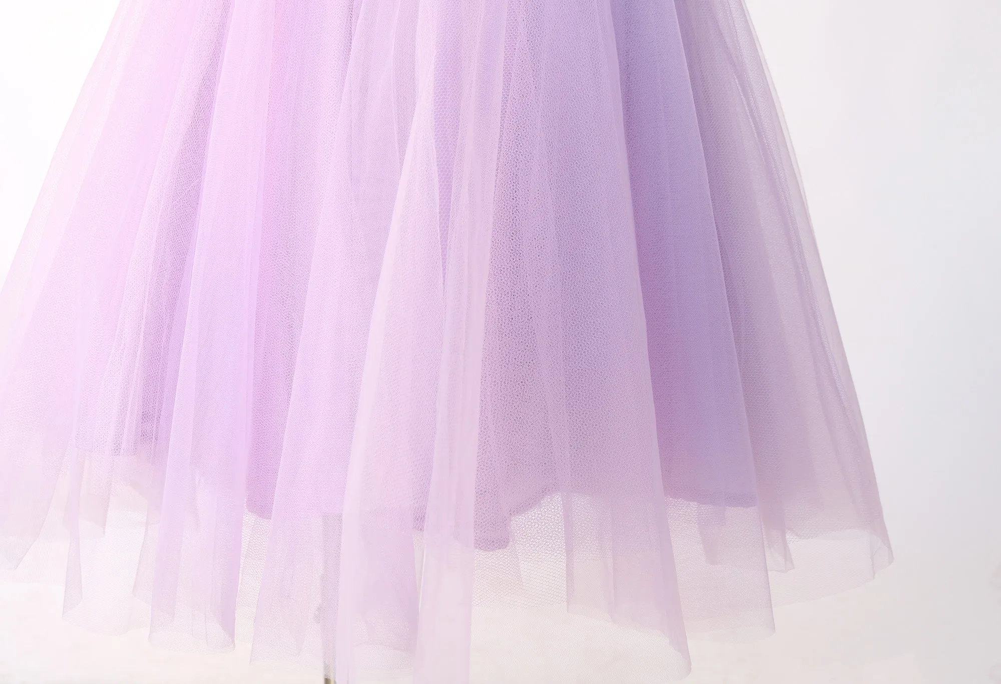 Classic Layered Tulle Midi Skirt - Lilac