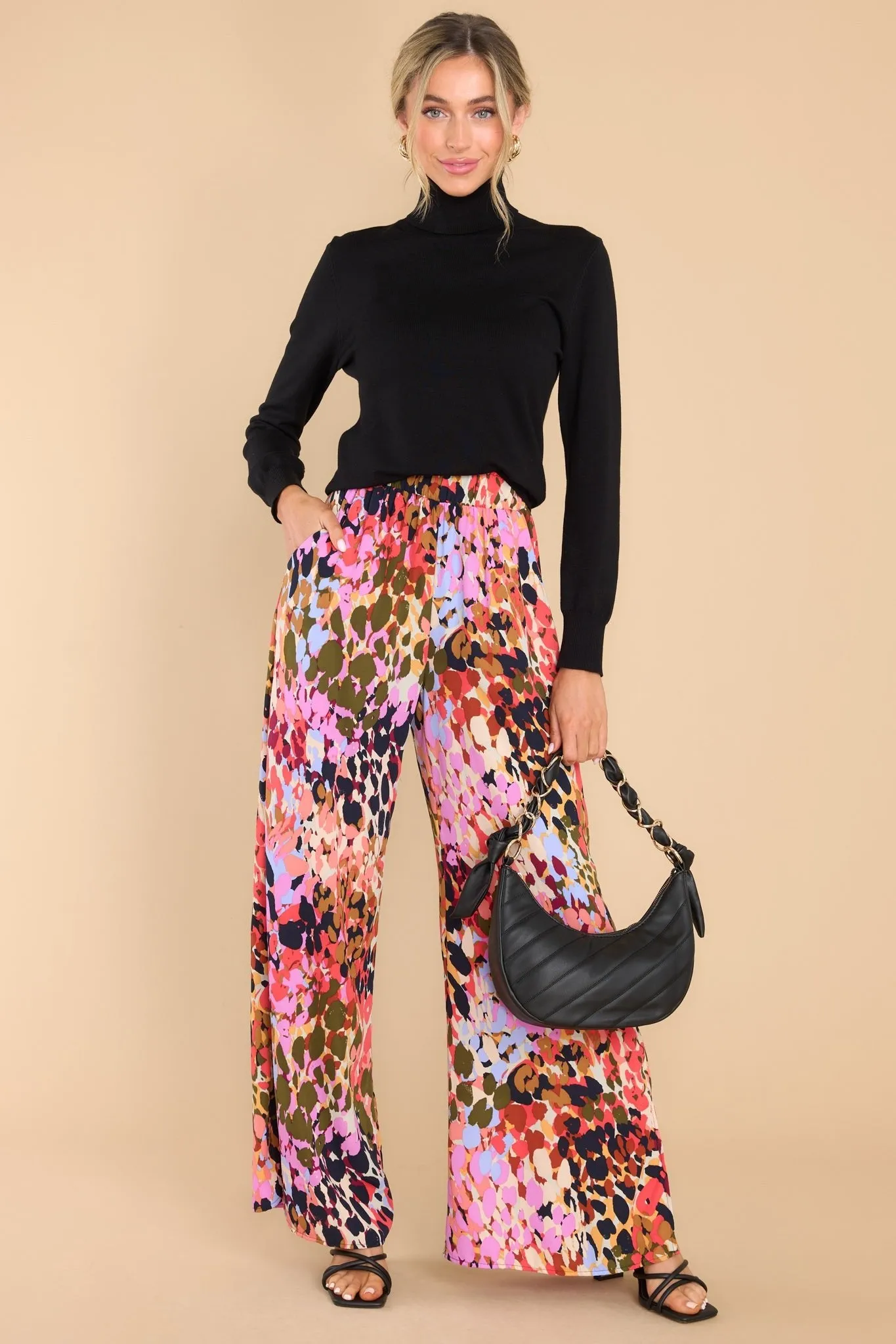 Crazy For You Pink Multi Print Pants