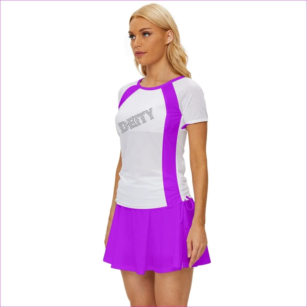 Deity Purple Color Block Womens Sports Wear Set