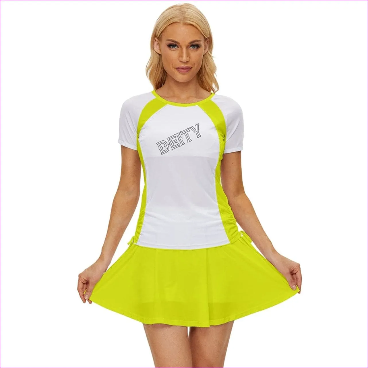 Deity Yellow Color Block Womens Sports Wear Set