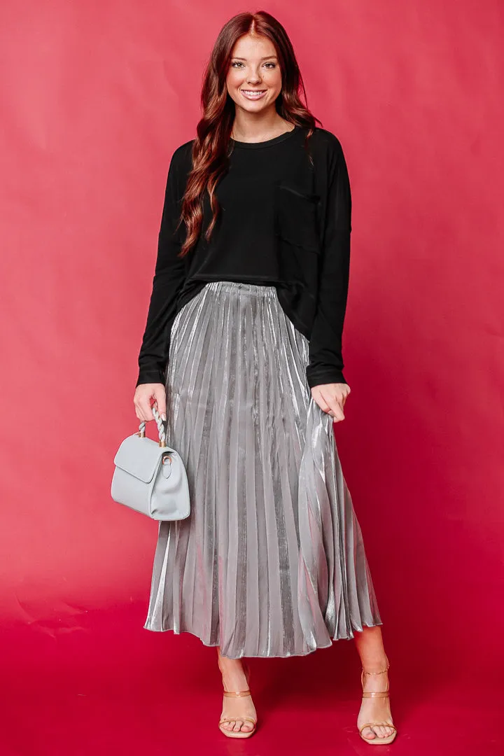 Embracing Elegance Metallic Midi Skirt