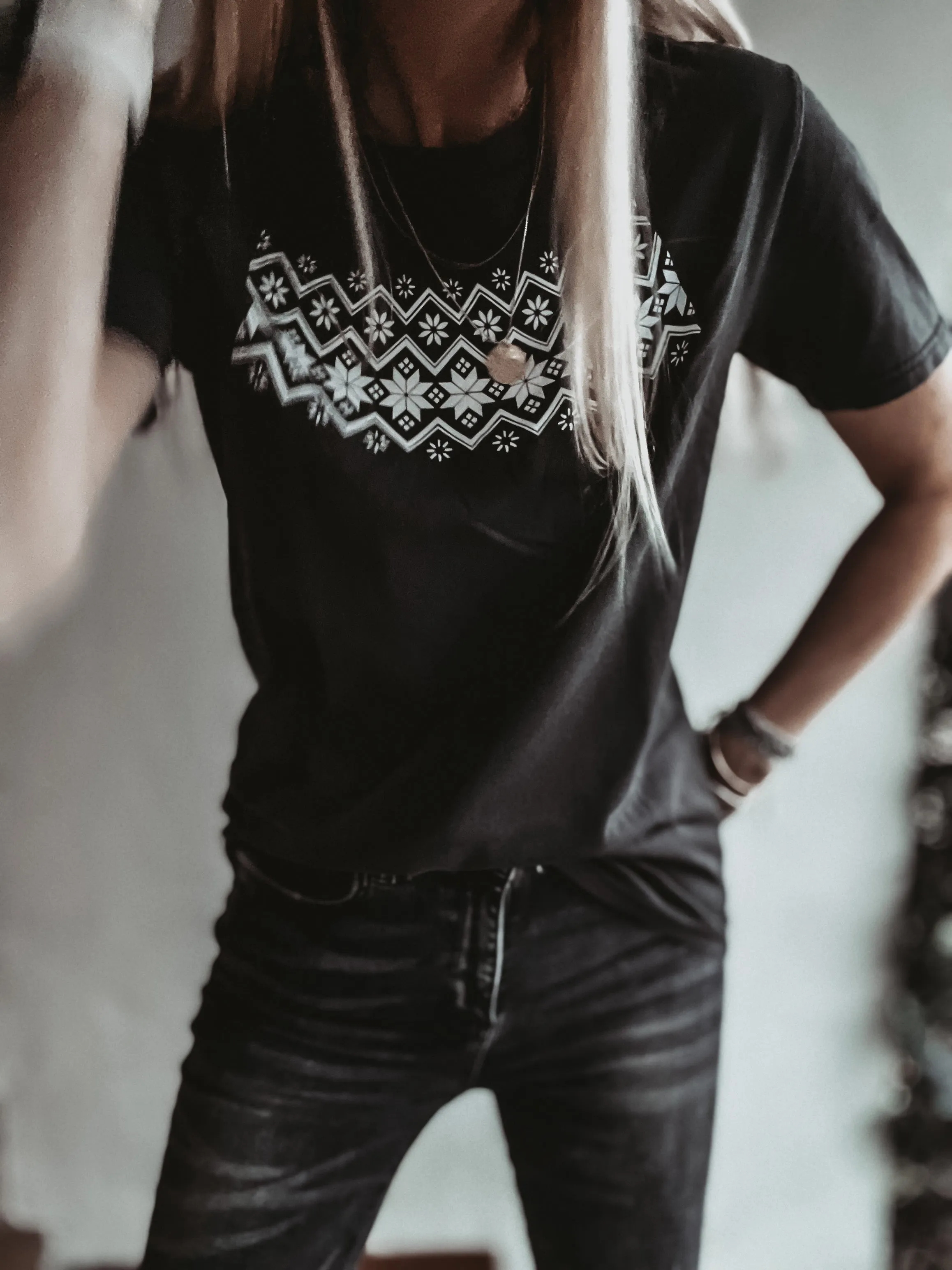 Fair isle vintage black boyfriend tee *new*