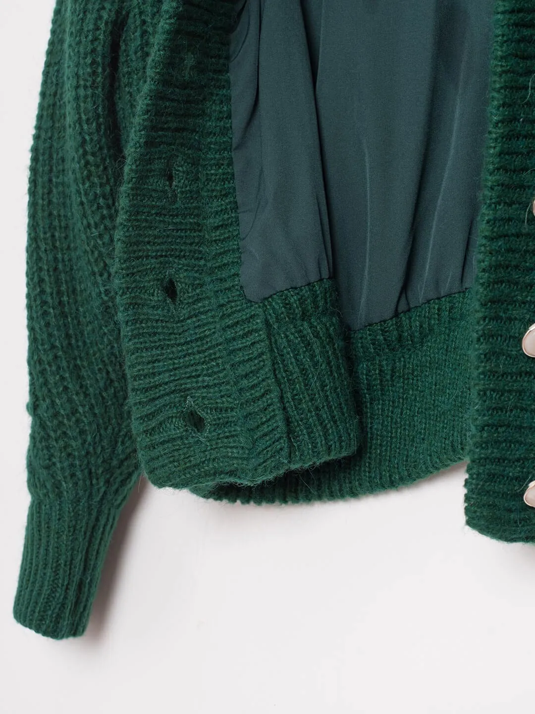 【Final sale】Nataly Cable Popcorn Chunky Green Knit Cardigan