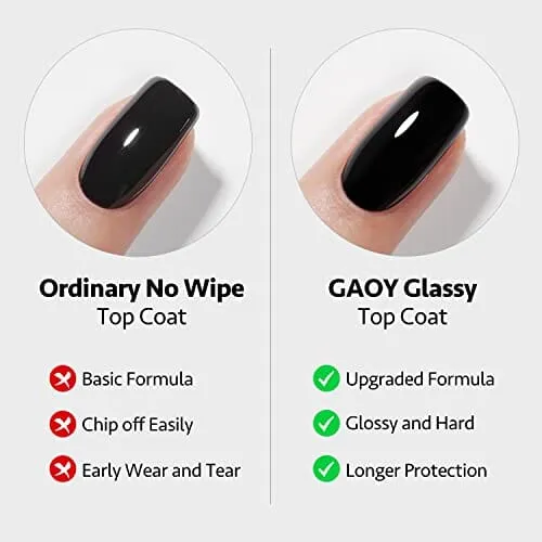 GAOY 16ml 2 Pcs Glassy Gel Top Coat and Base Coat Set,No Wipe Foundation Combination for UV Light Cure Nail Polish