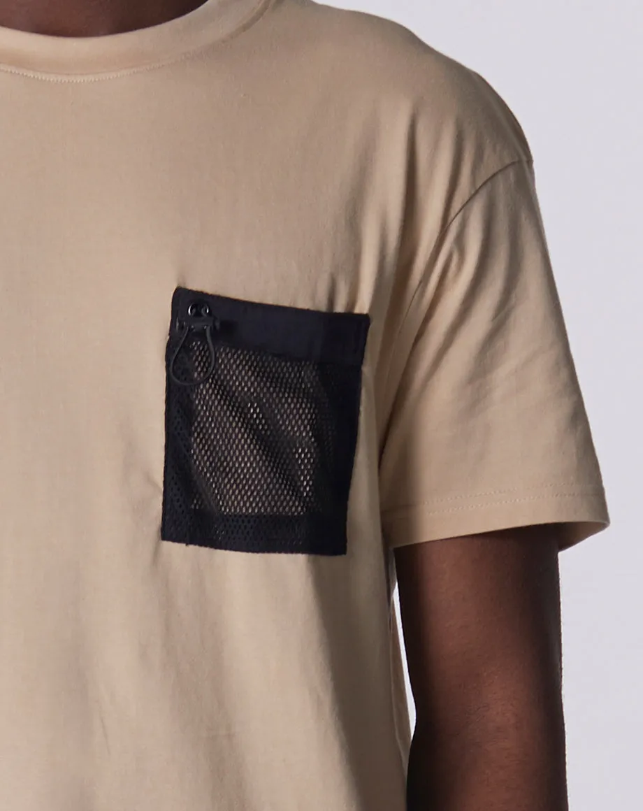 GENKO MESH UTILITY POCKET MEN'S T-SHIRT | MUSHROOM