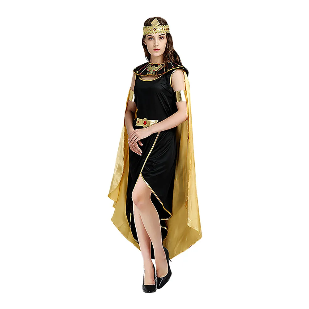 Gold & Black Roman Queen Adults Halloween Costume Dress Up