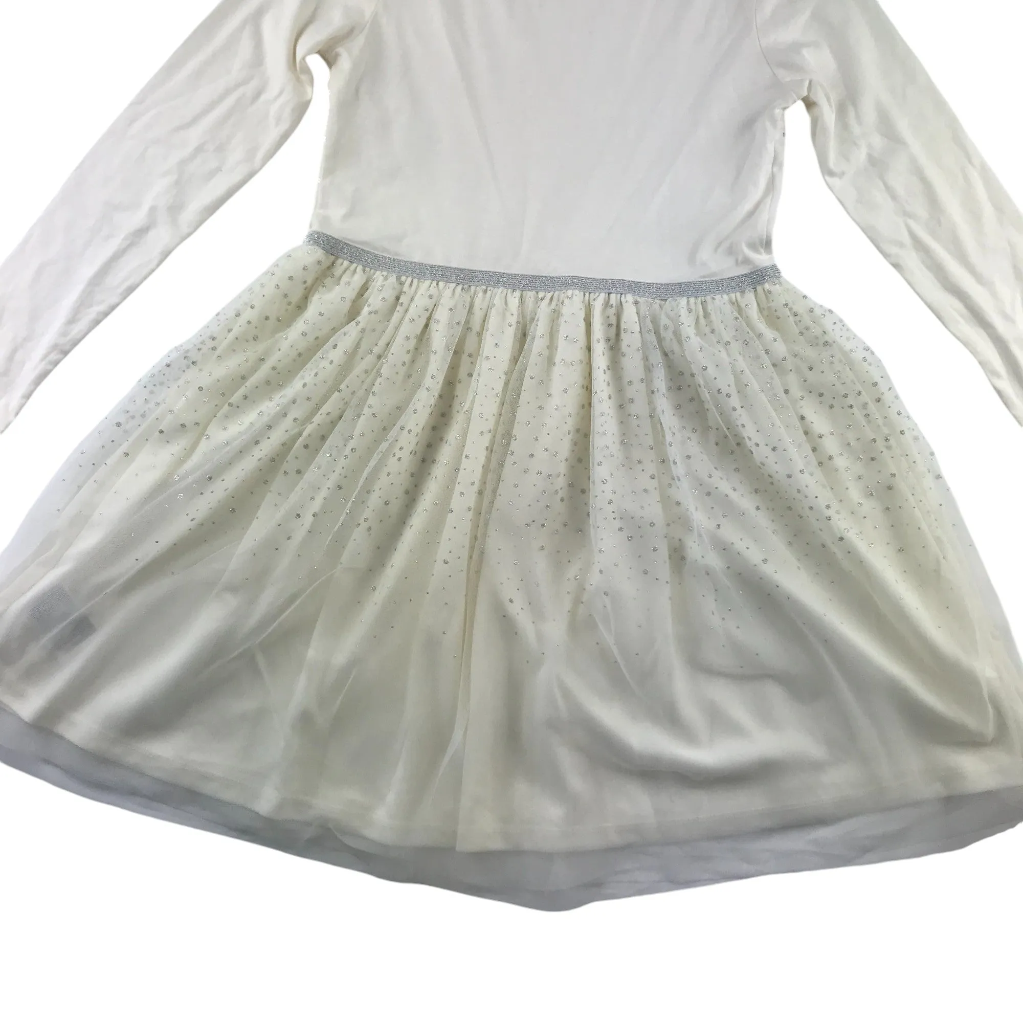 H&M dress 8-10 years white fitted t-shirt top and flared layered mesh skirt