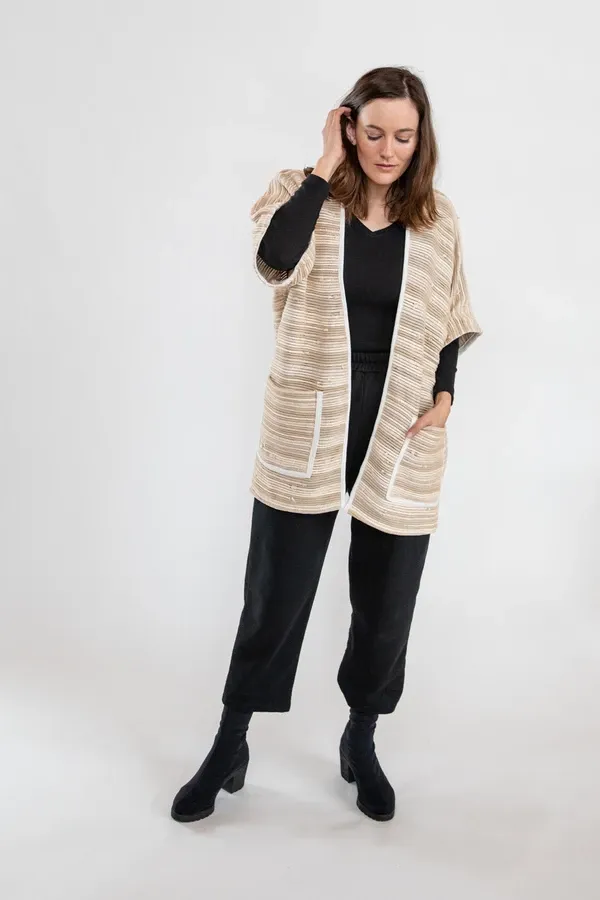 Handwoven Makara Long Jacket - Sand