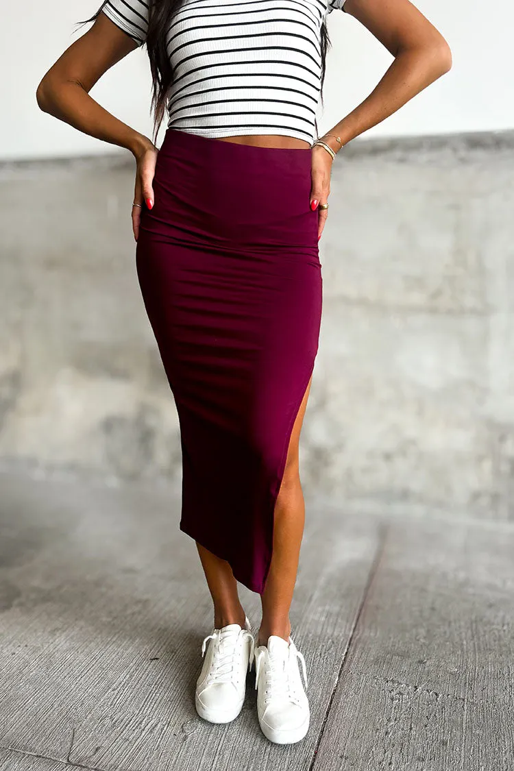 Harlow Midi Skirt - Burgundy