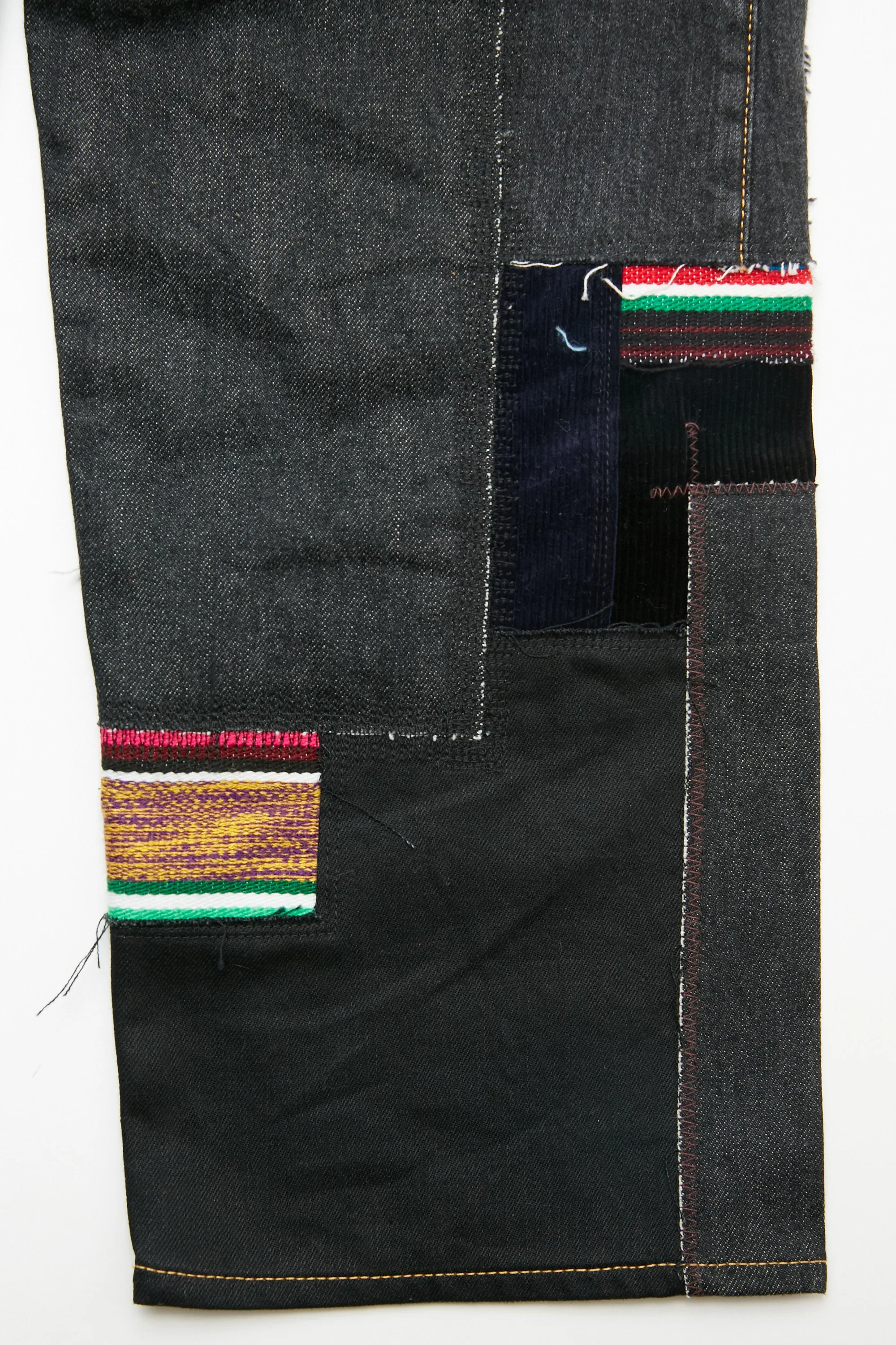 JUNYA WATANABE MAN cotton selvedge denim garment treated x multi fabrics mix Pants - Black X MIX