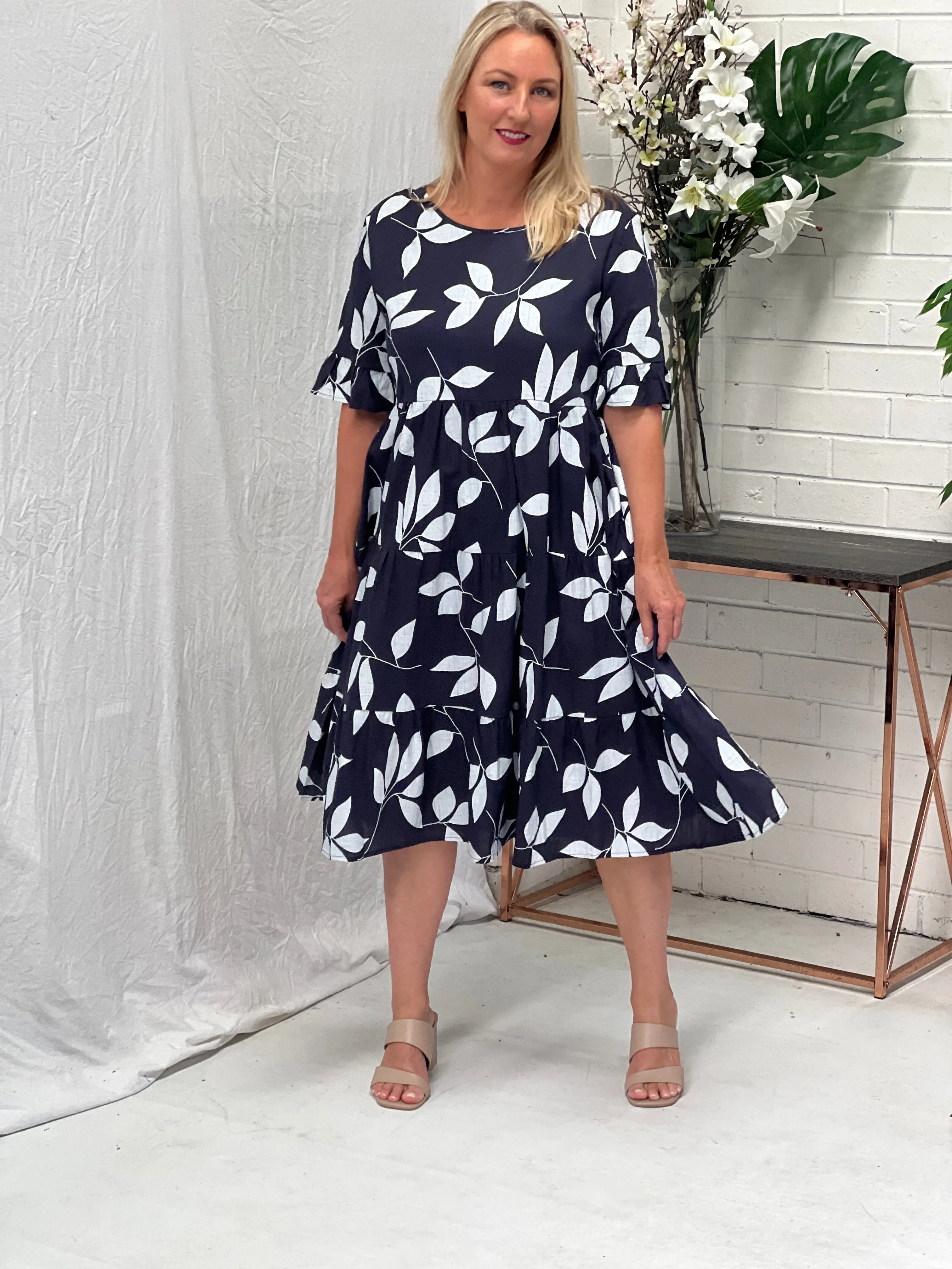 Kane Leaf Linen Dress