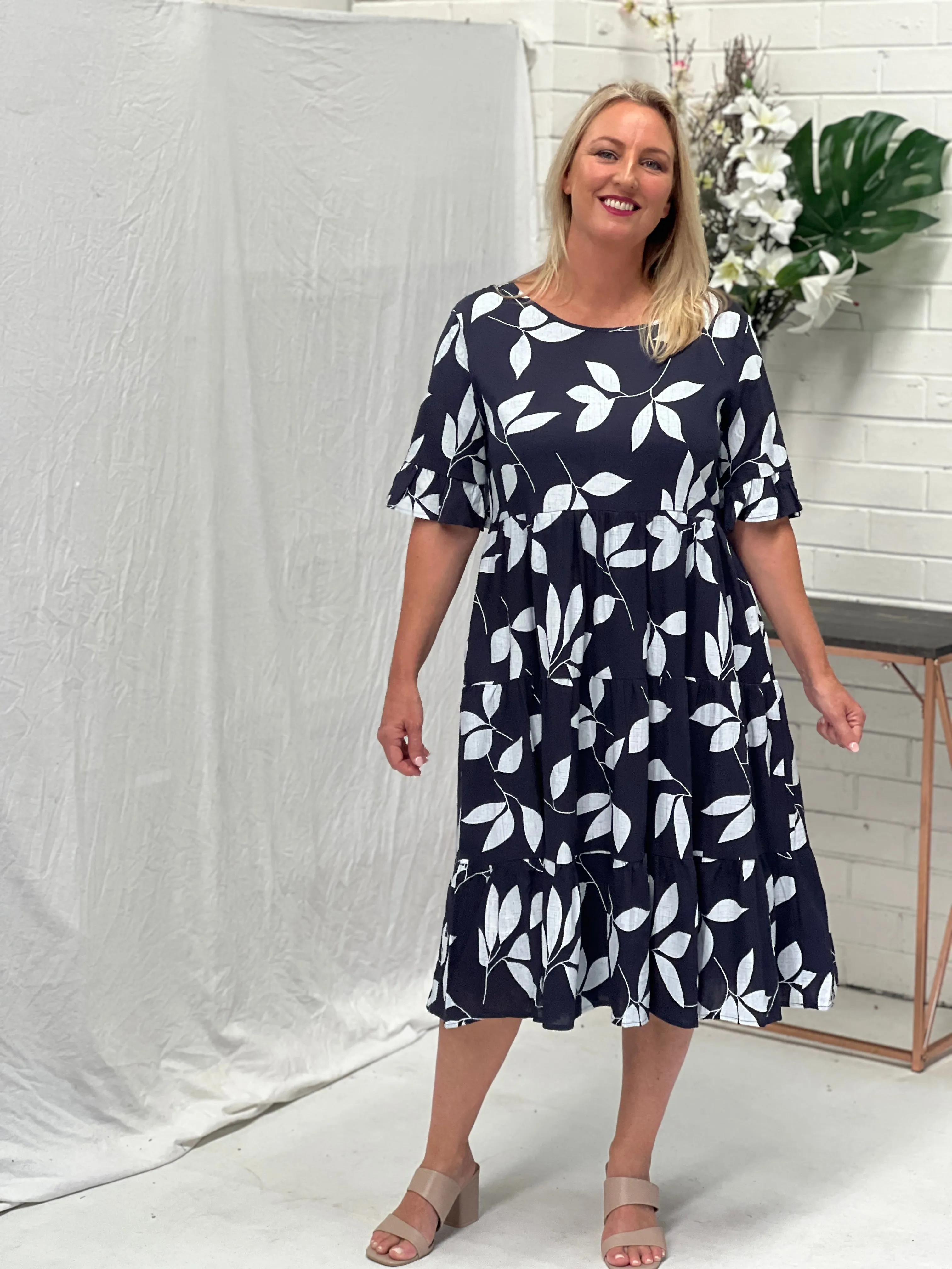 Kane Leaf Linen Dress