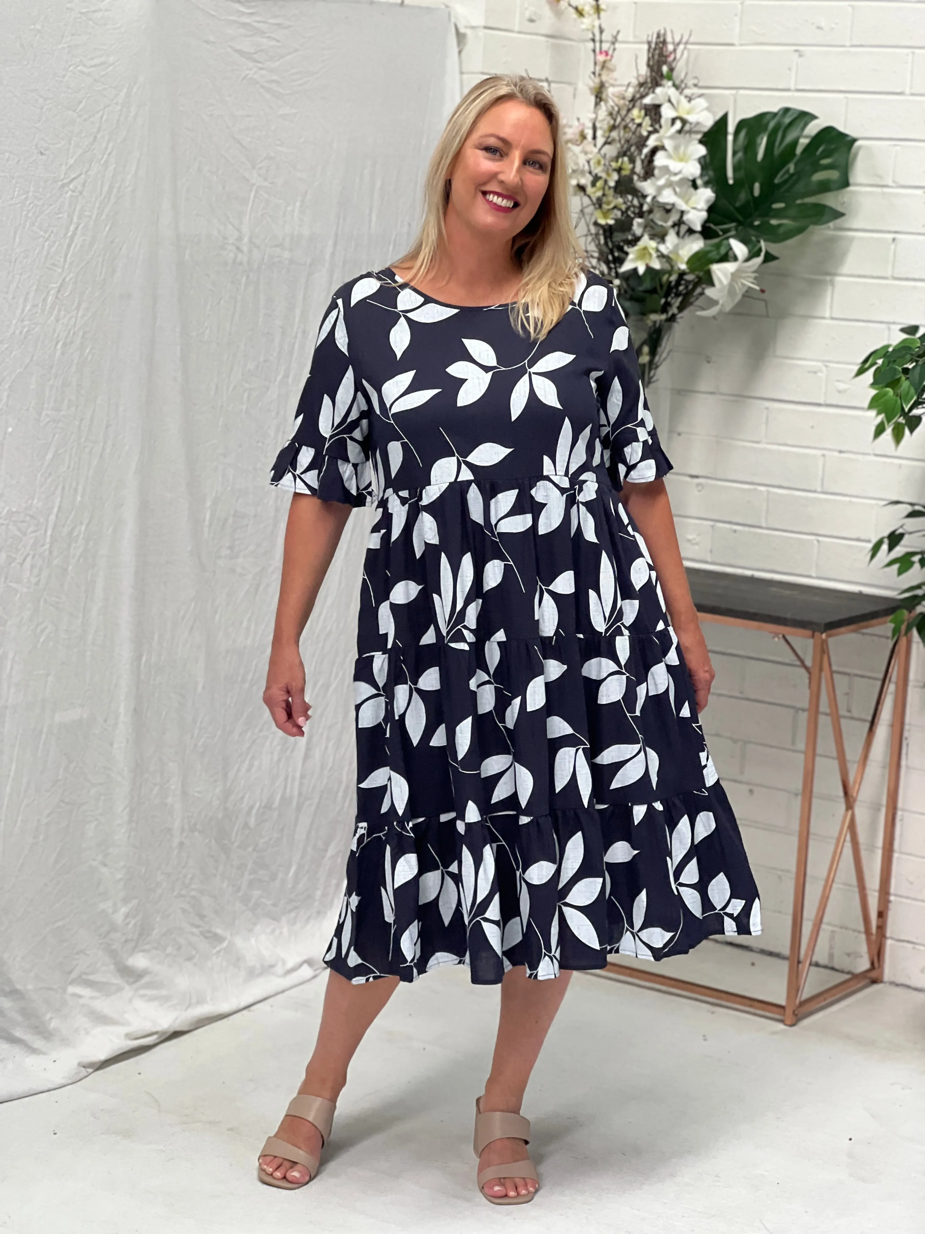 Kane Leaf Linen Dress