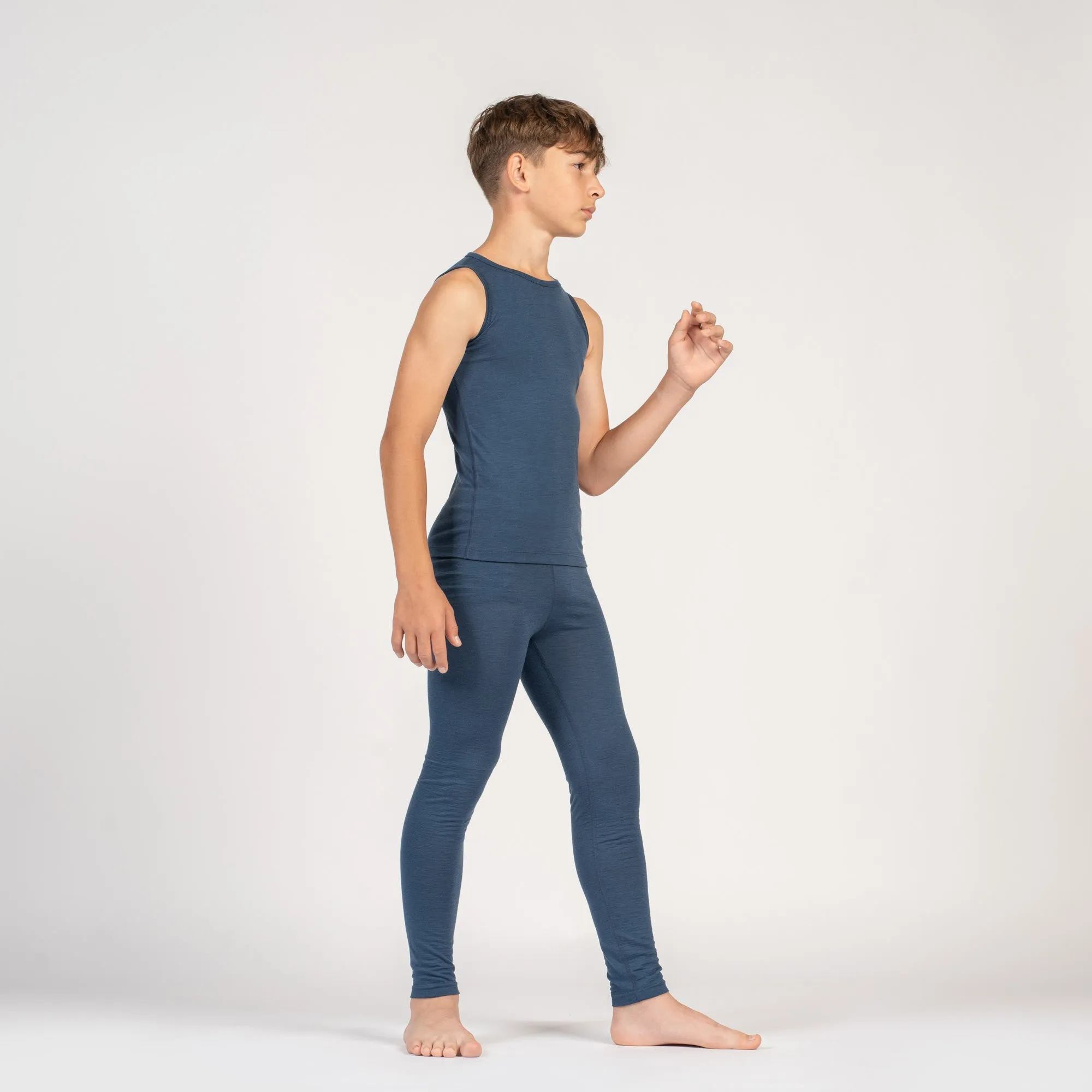 Kids' Merino Tank Top & Bottom 2-Piece Denim