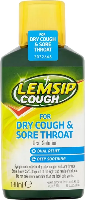 Lemsip Cough Syrup Dry Cough & Sore Throat – 180ml