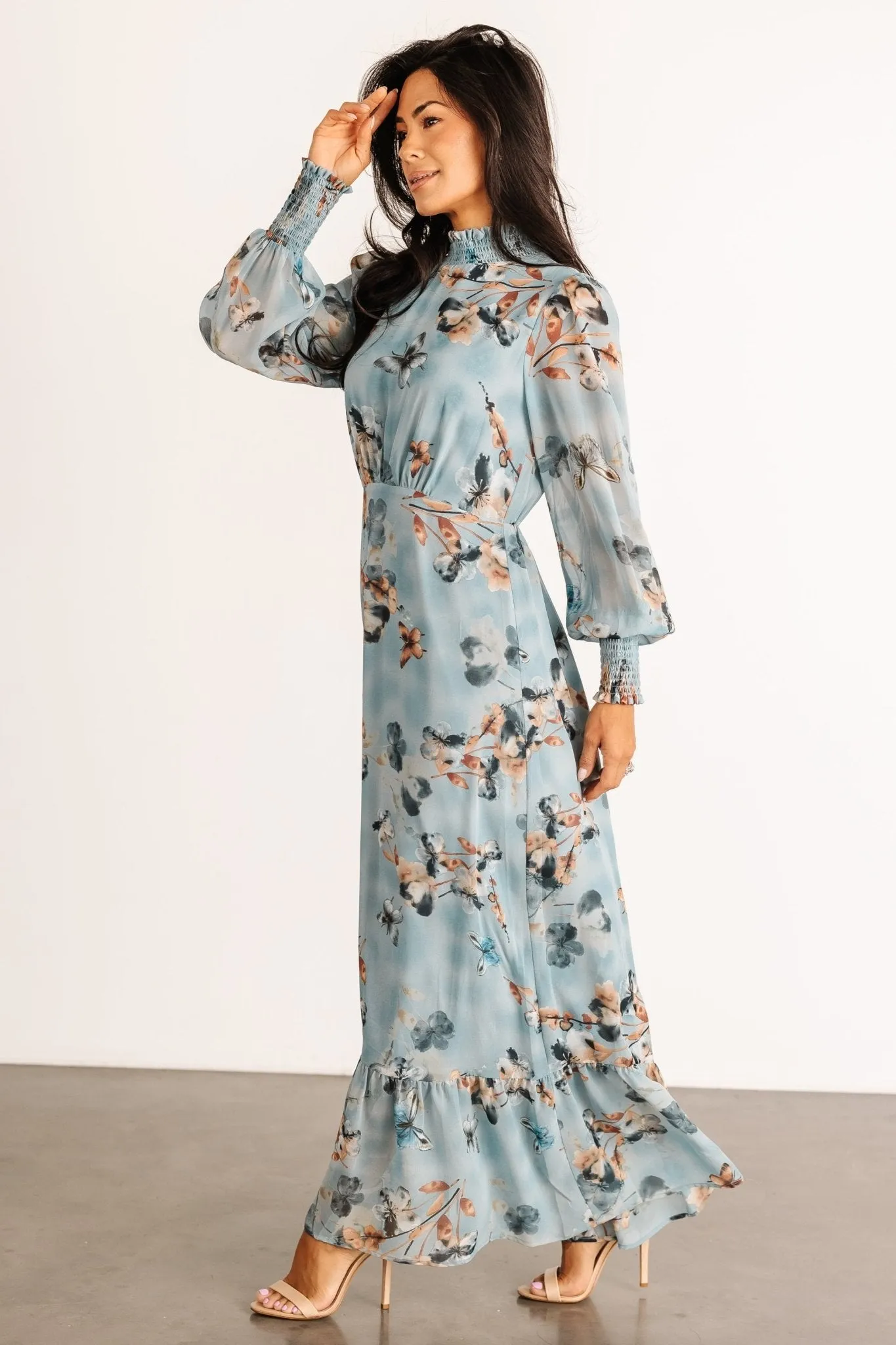 Luciana Maxi Dress | Cyan Blue Floral