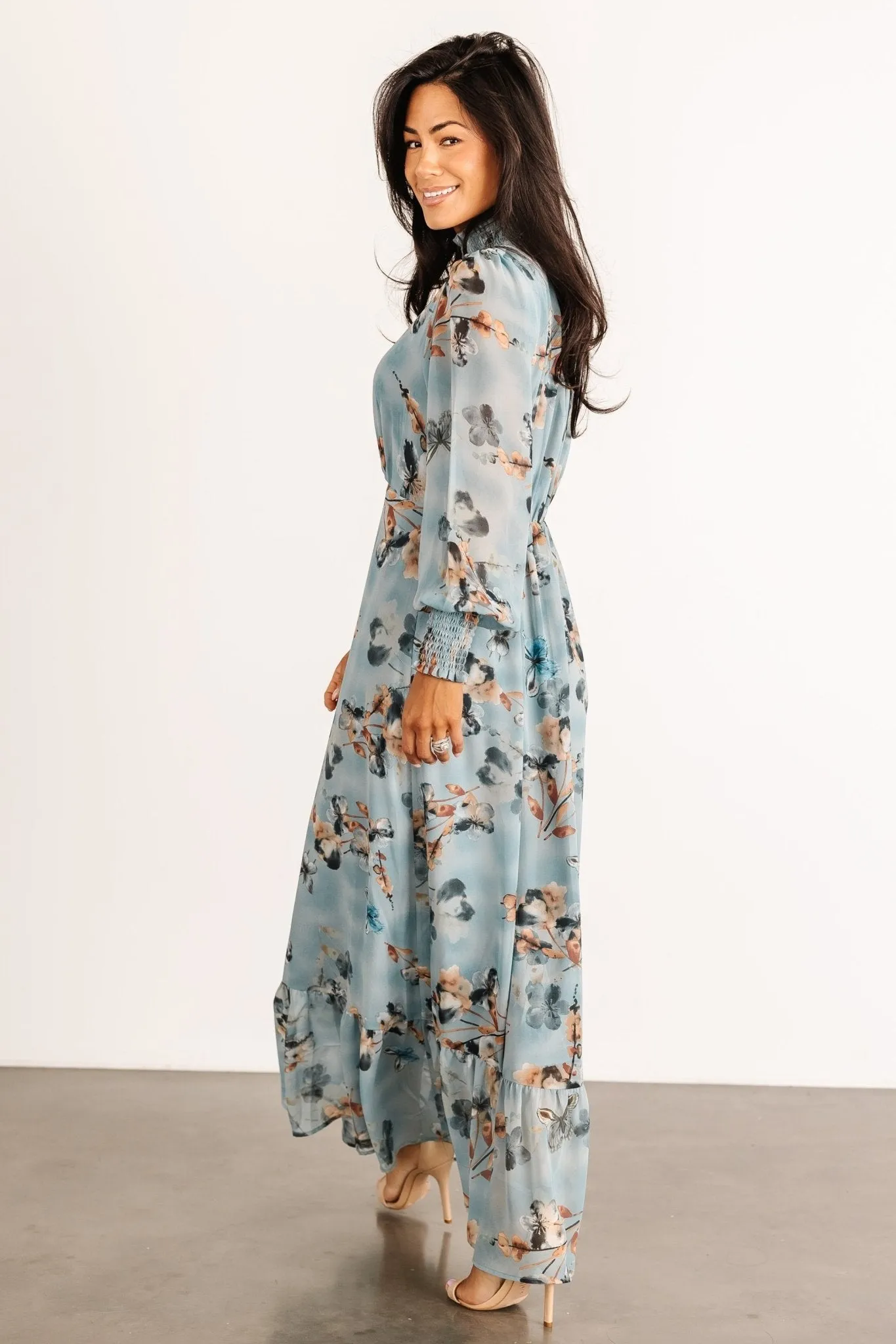 Luciana Maxi Dress | Cyan Blue Floral