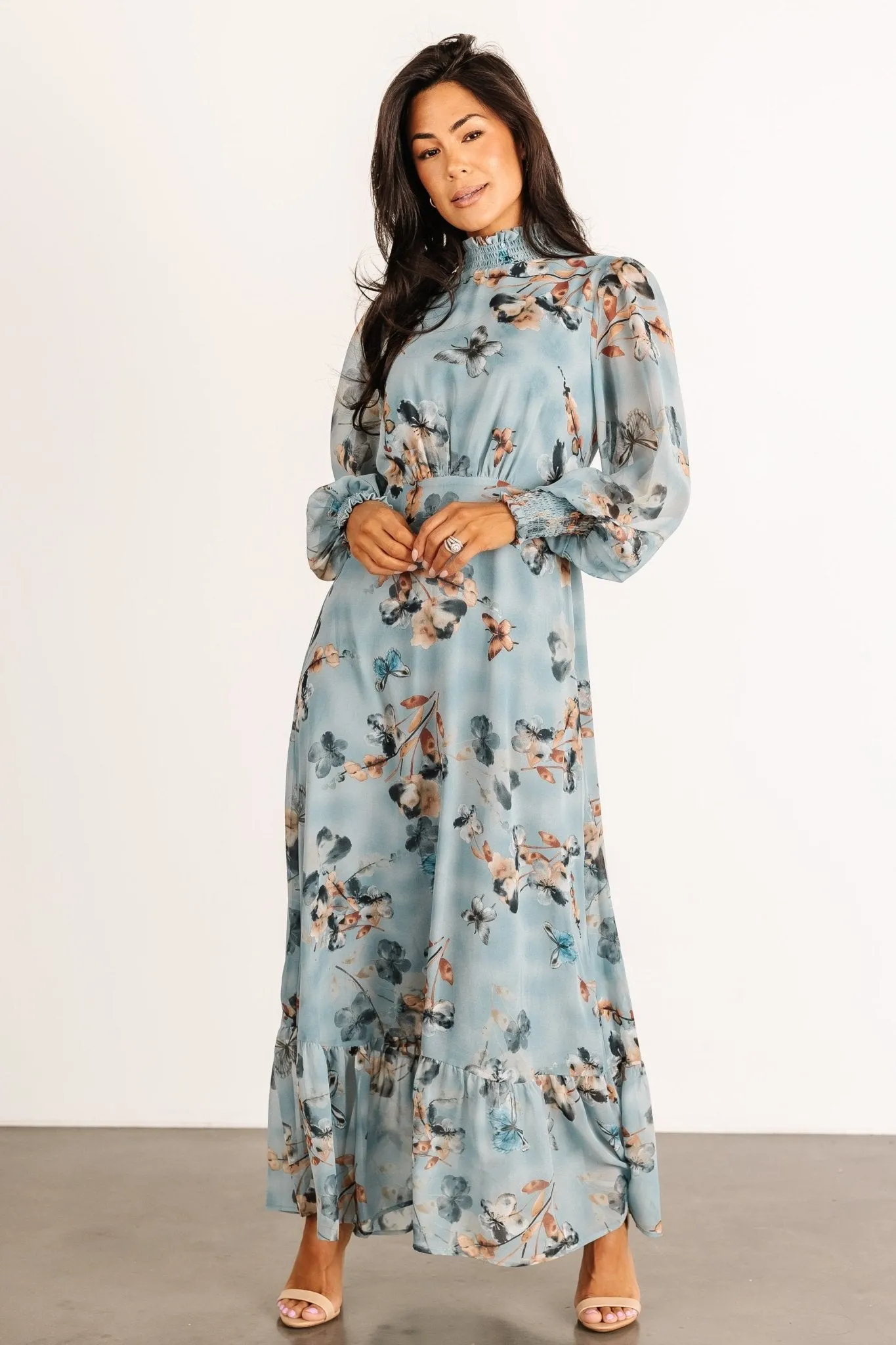 Luciana Maxi Dress | Cyan Blue Floral