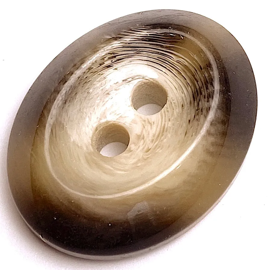 Macchiato Chunky-Thick Faux Horn Italian Designer Oval Dark Brown/Latte Button 1-1/16" / 27mm  #KB-929