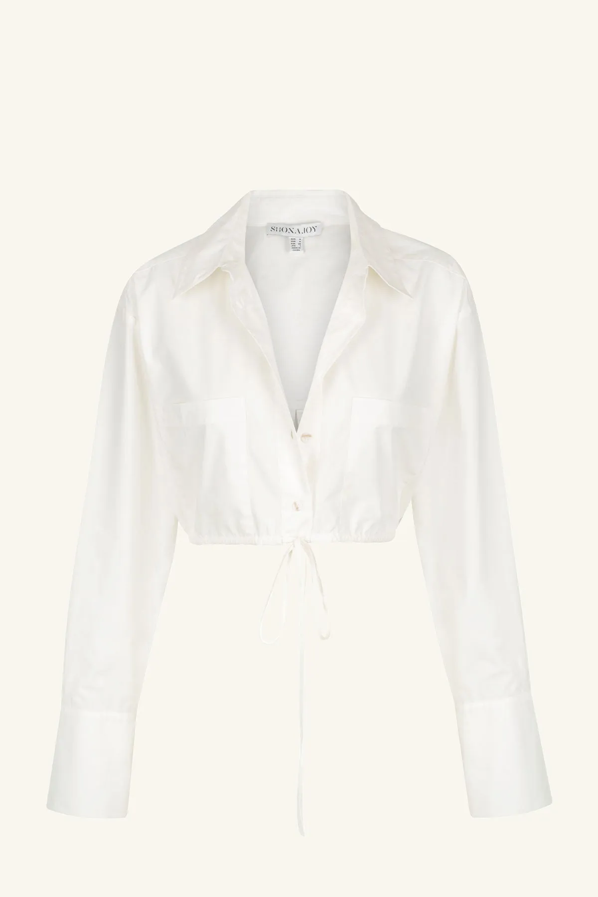 MAIORI PATCH POCKET DRAWSTRING CROP SHIRT - IVORY